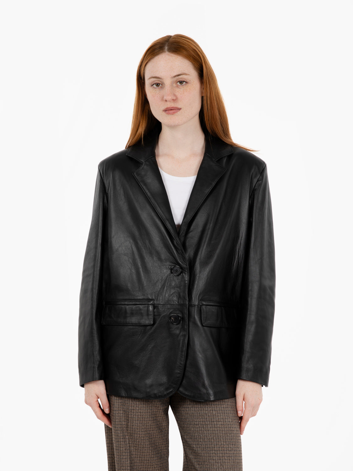 Blazer over in pelle nero