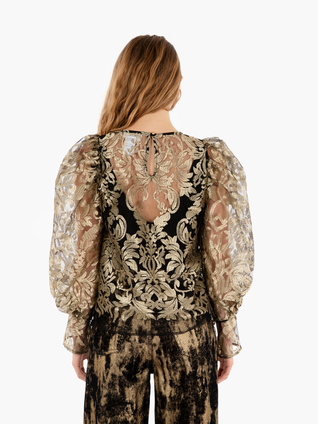 Blusa ricamata oro / nero
