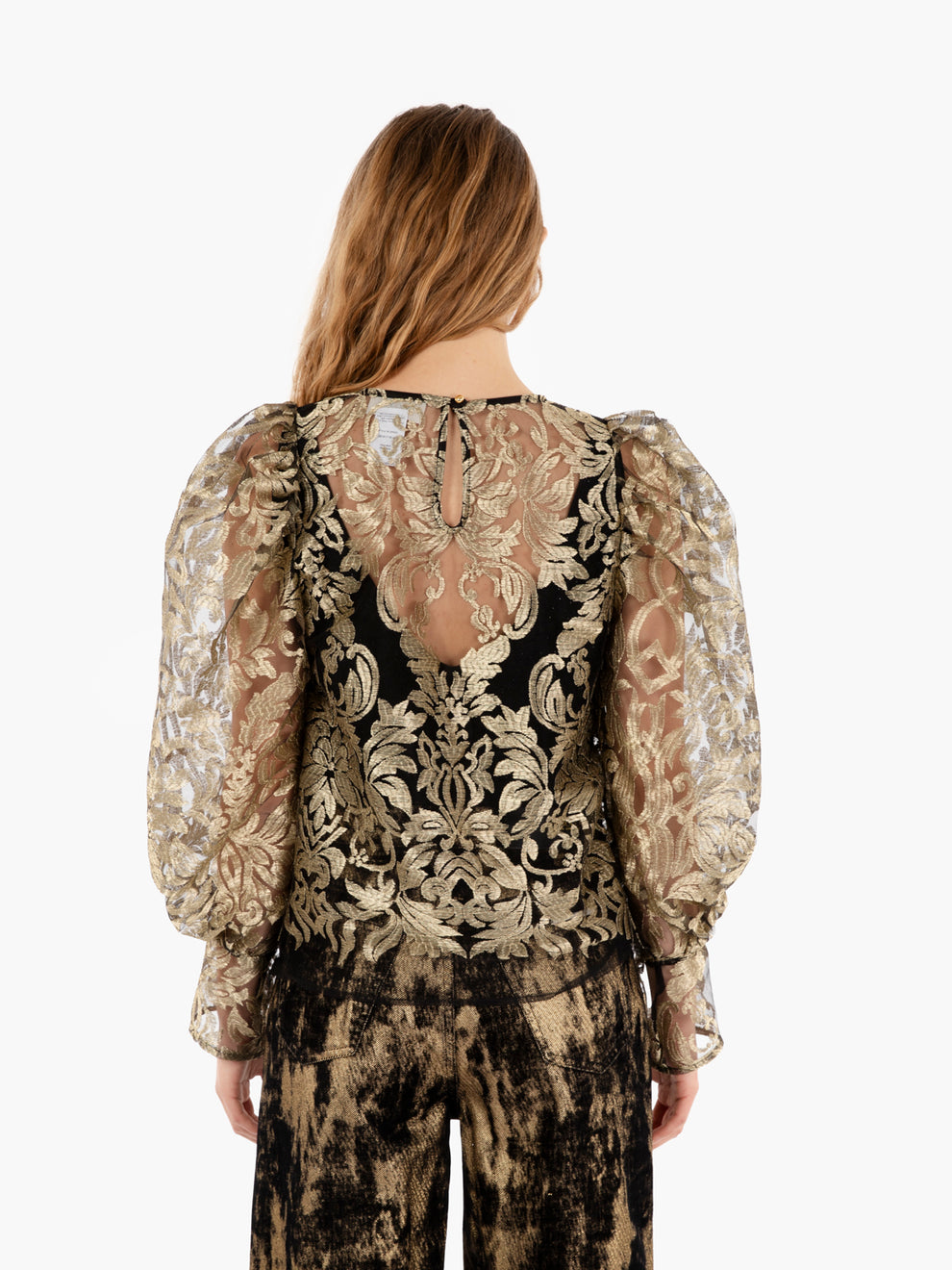 Blusa ricamata oro / nero