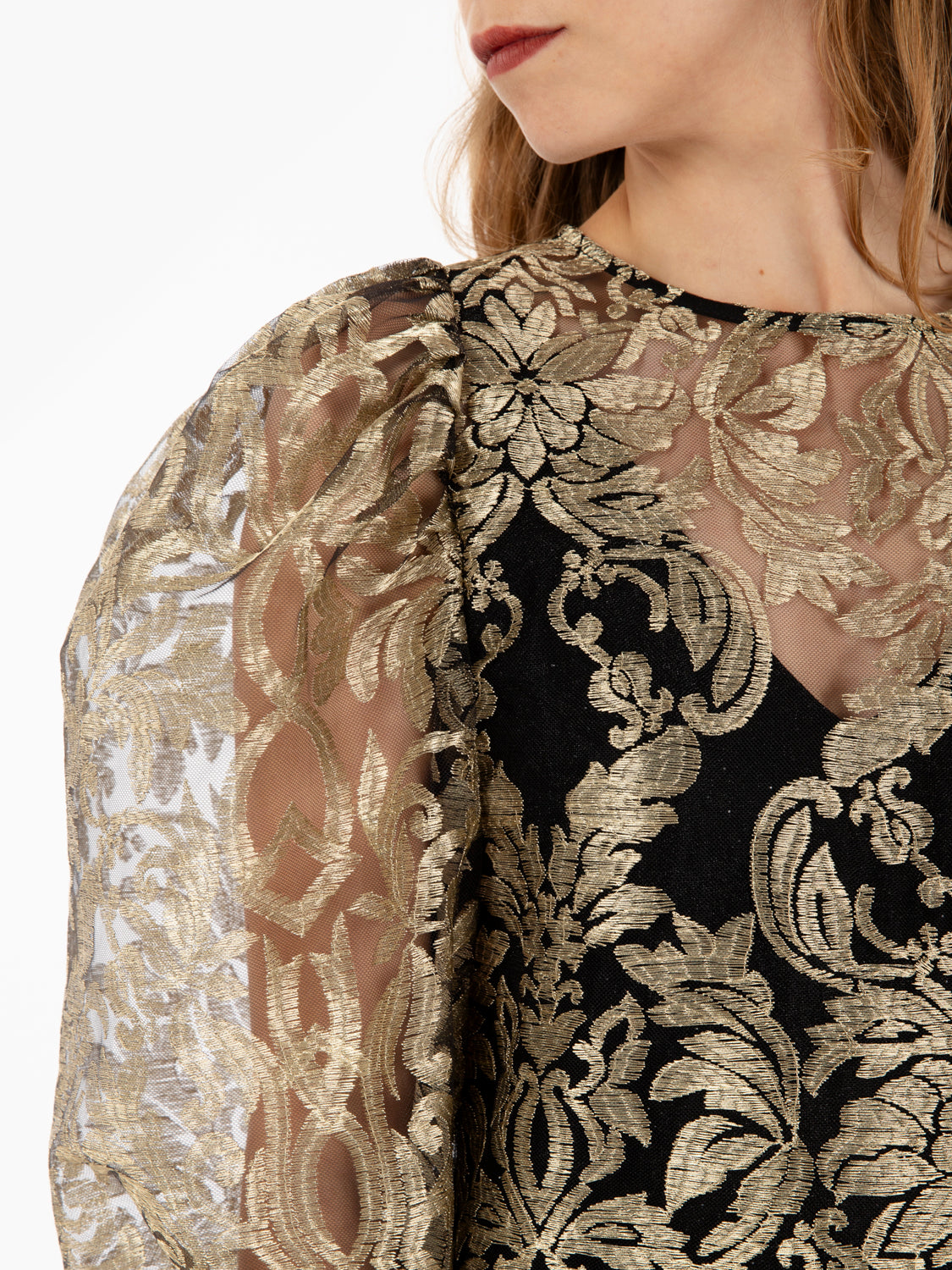 Blusa ricamata oro / nero