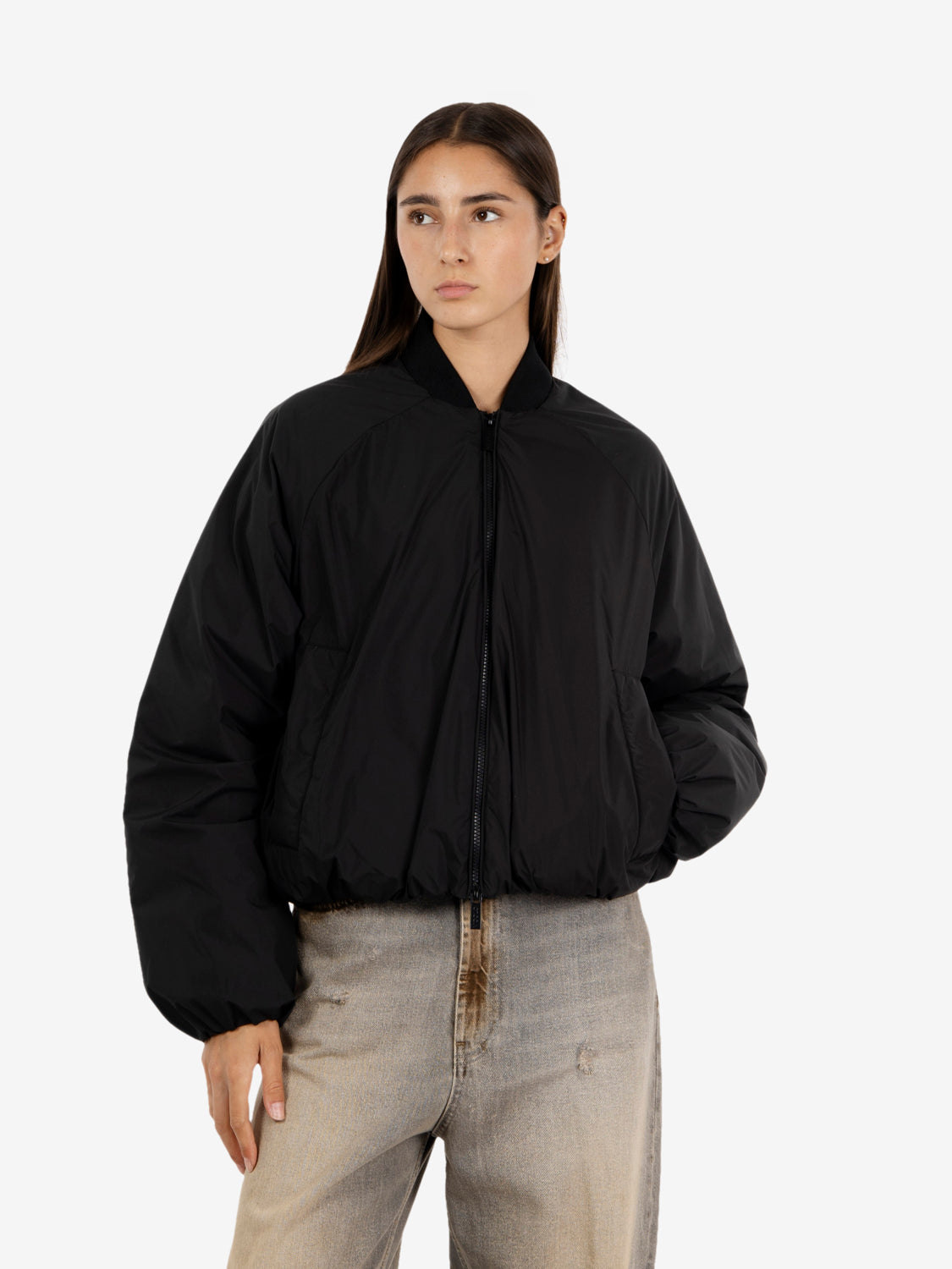 Black padded bomber jacket