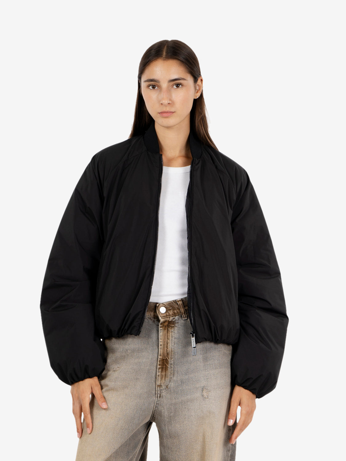 Black padded bomber jacket