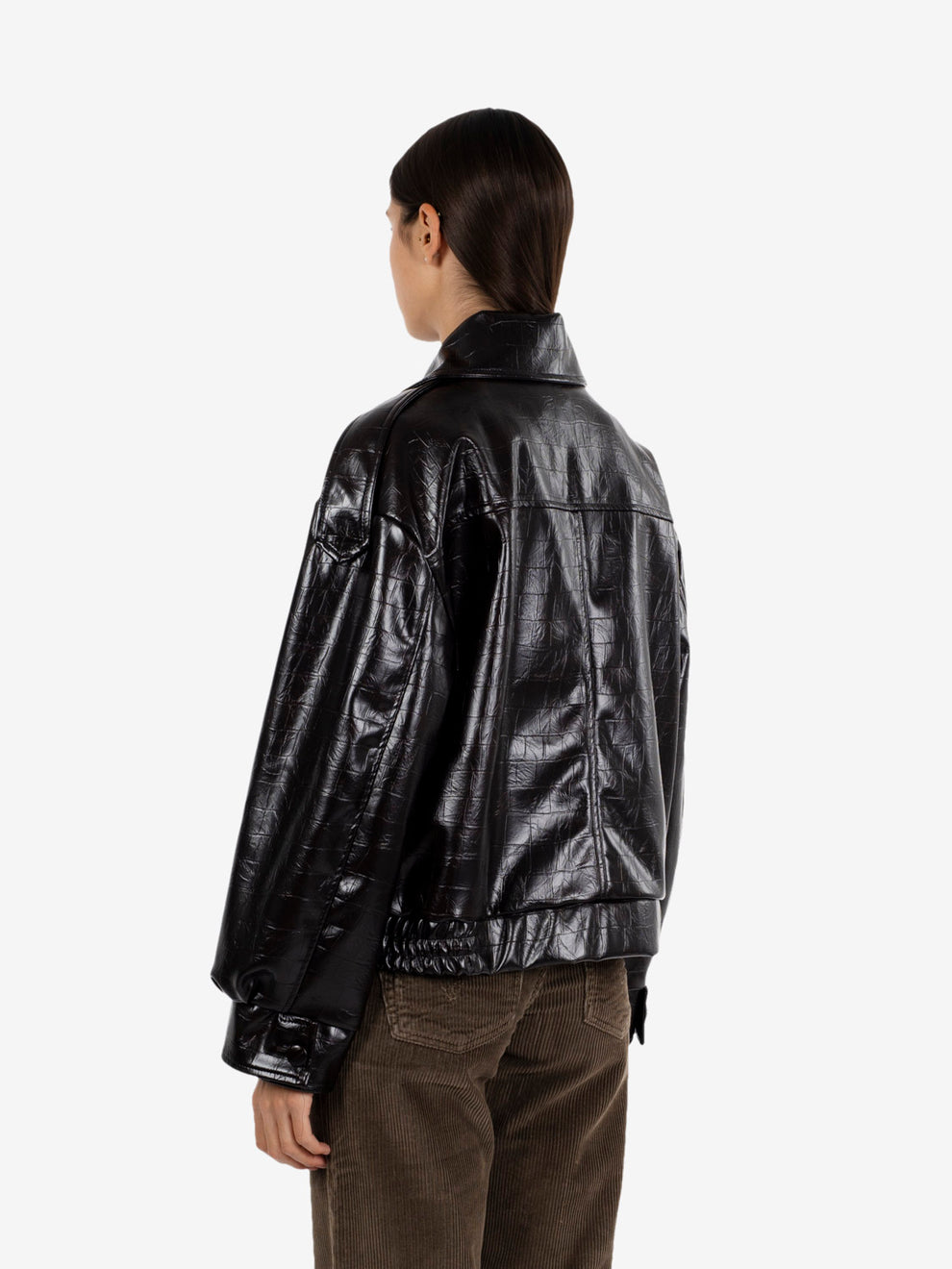 Bomber in ecopelle cocco fondente