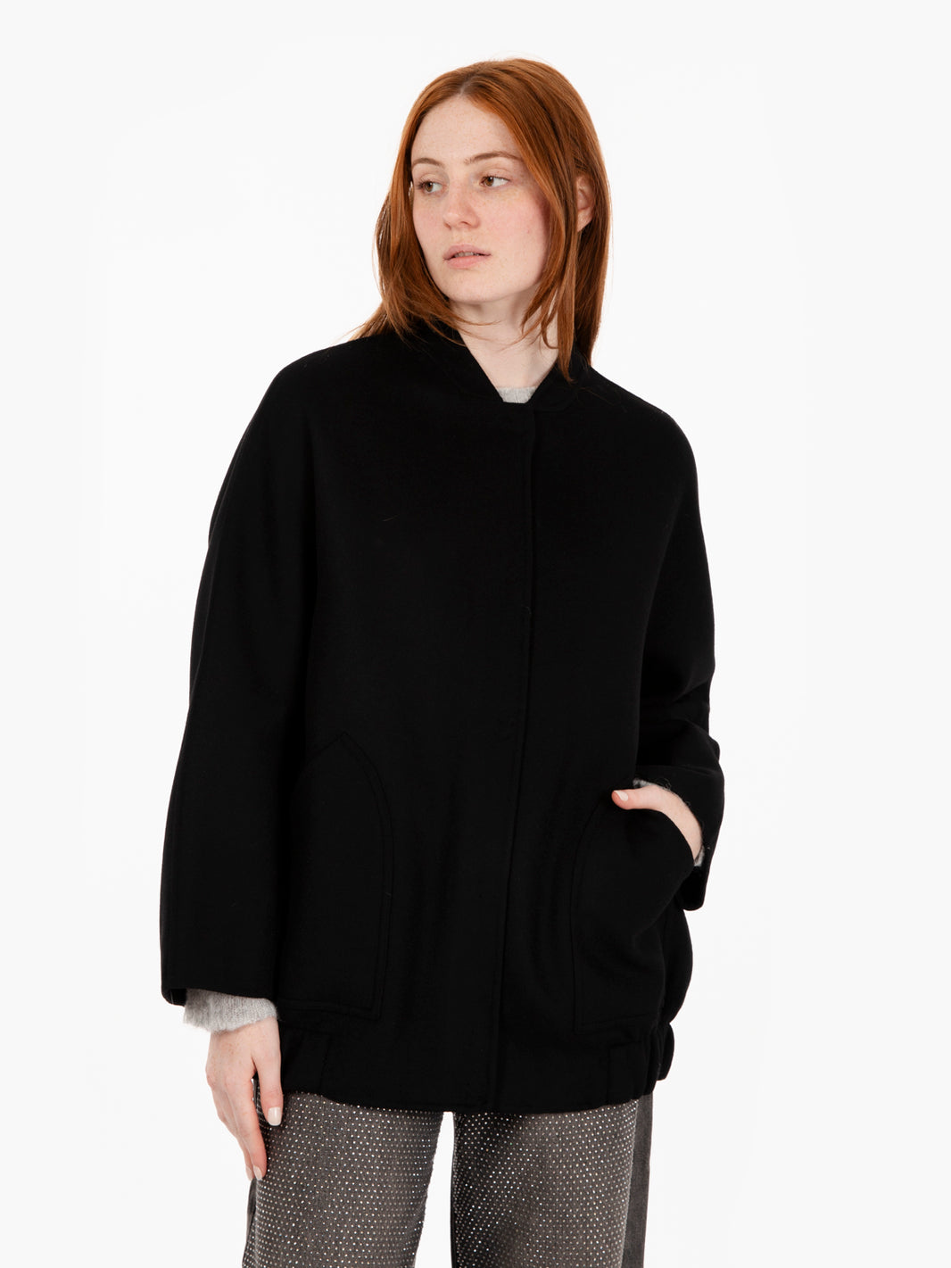 Bomber in lana nero