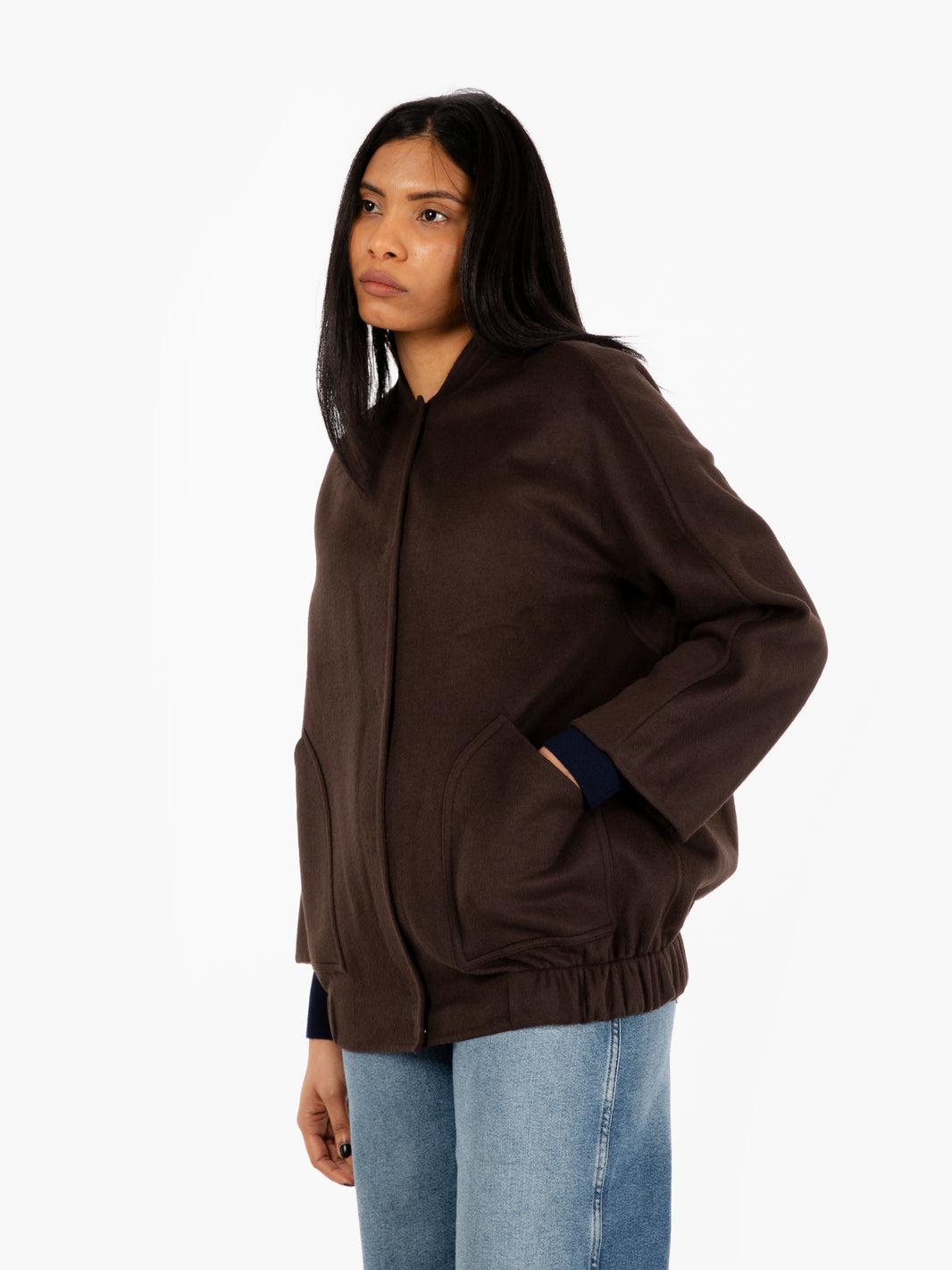 Bomber in lana testa di moro