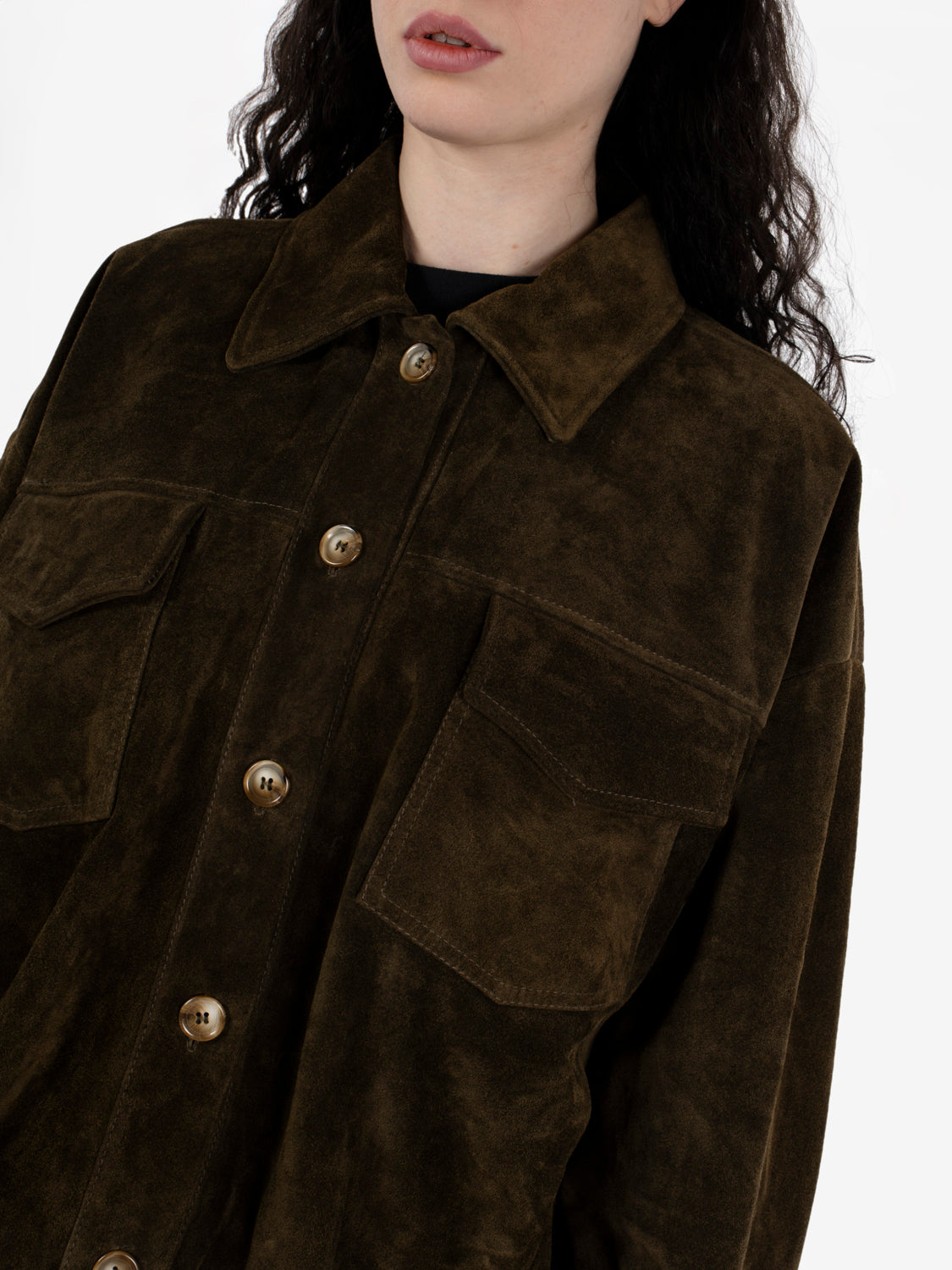 Bomber in suede verde scuro