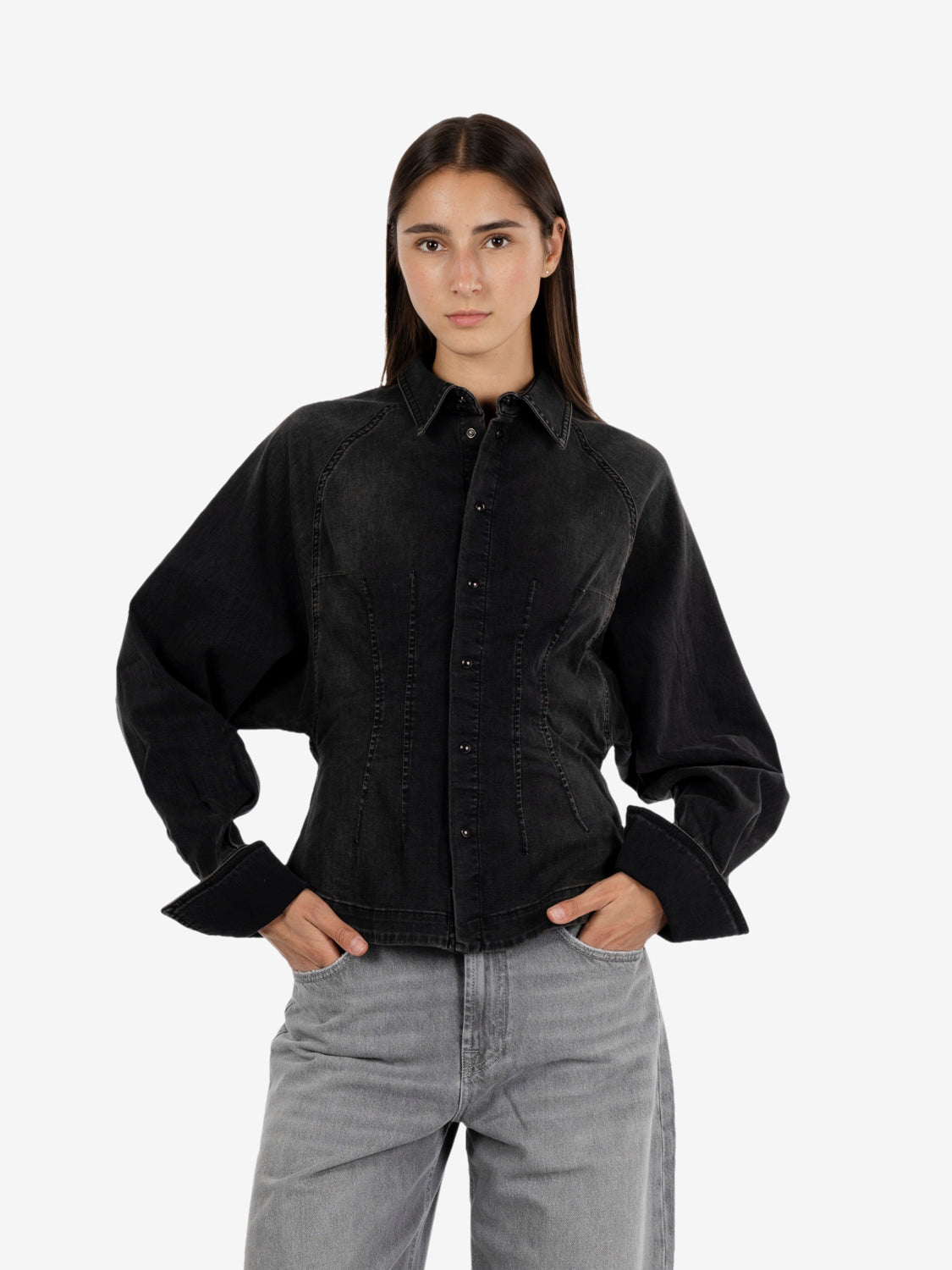 Camicia Bustier denim nero