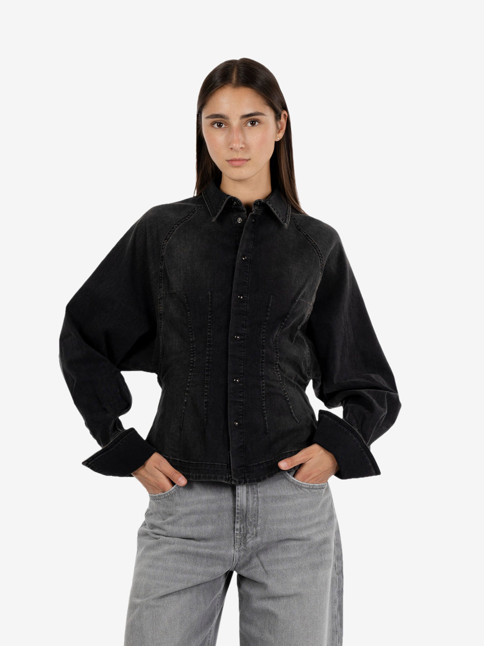 Camicia Bustier denim nero