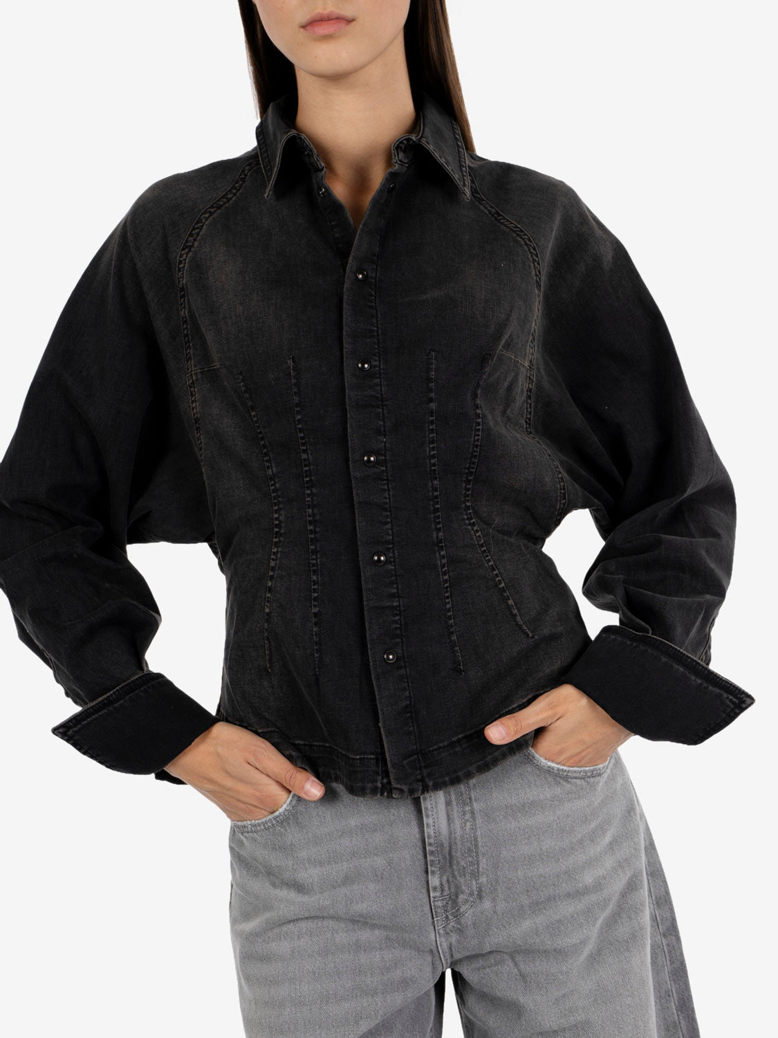 Camicia Bustier denim nero