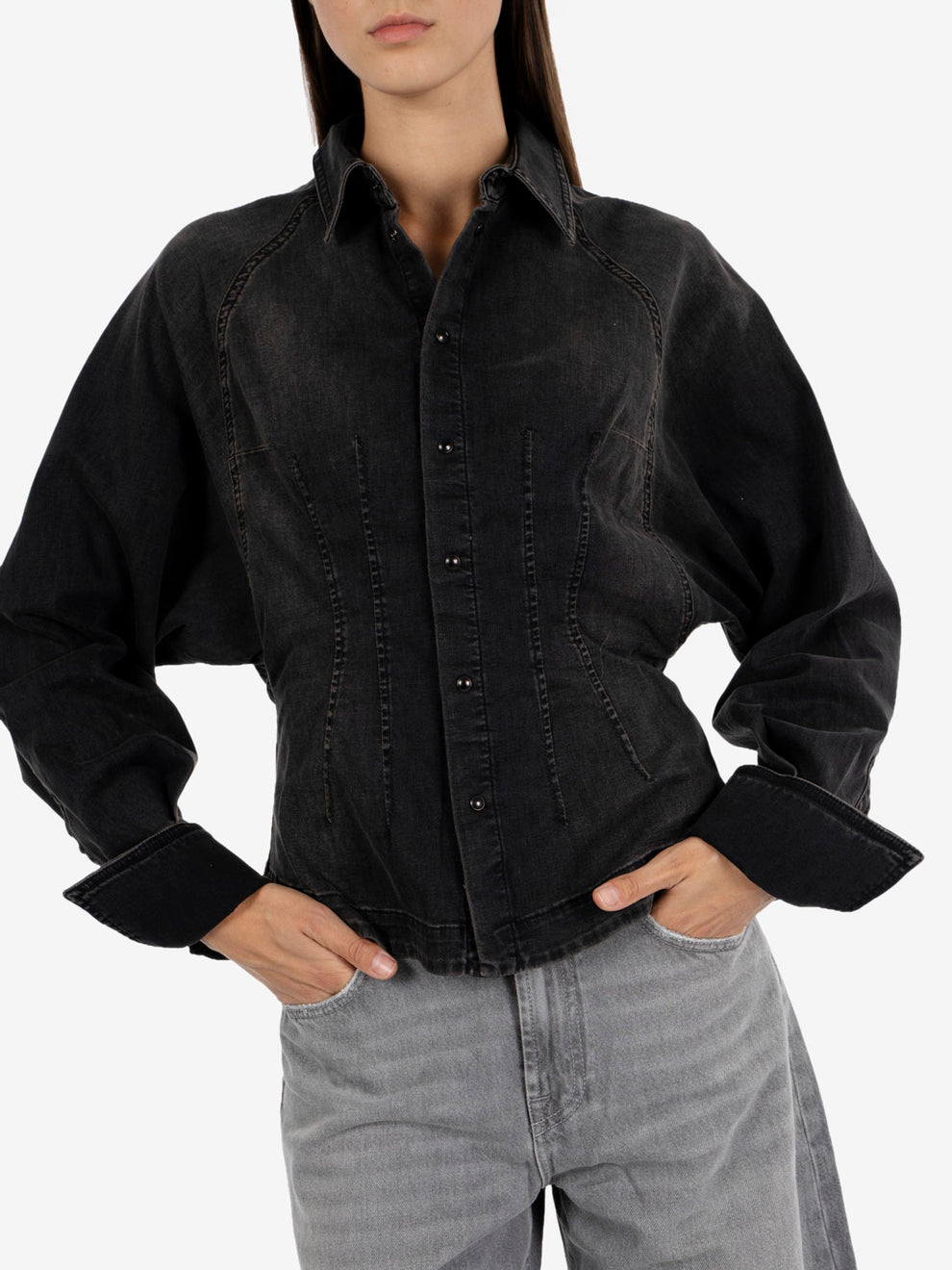 Camicia Bustier denim nero