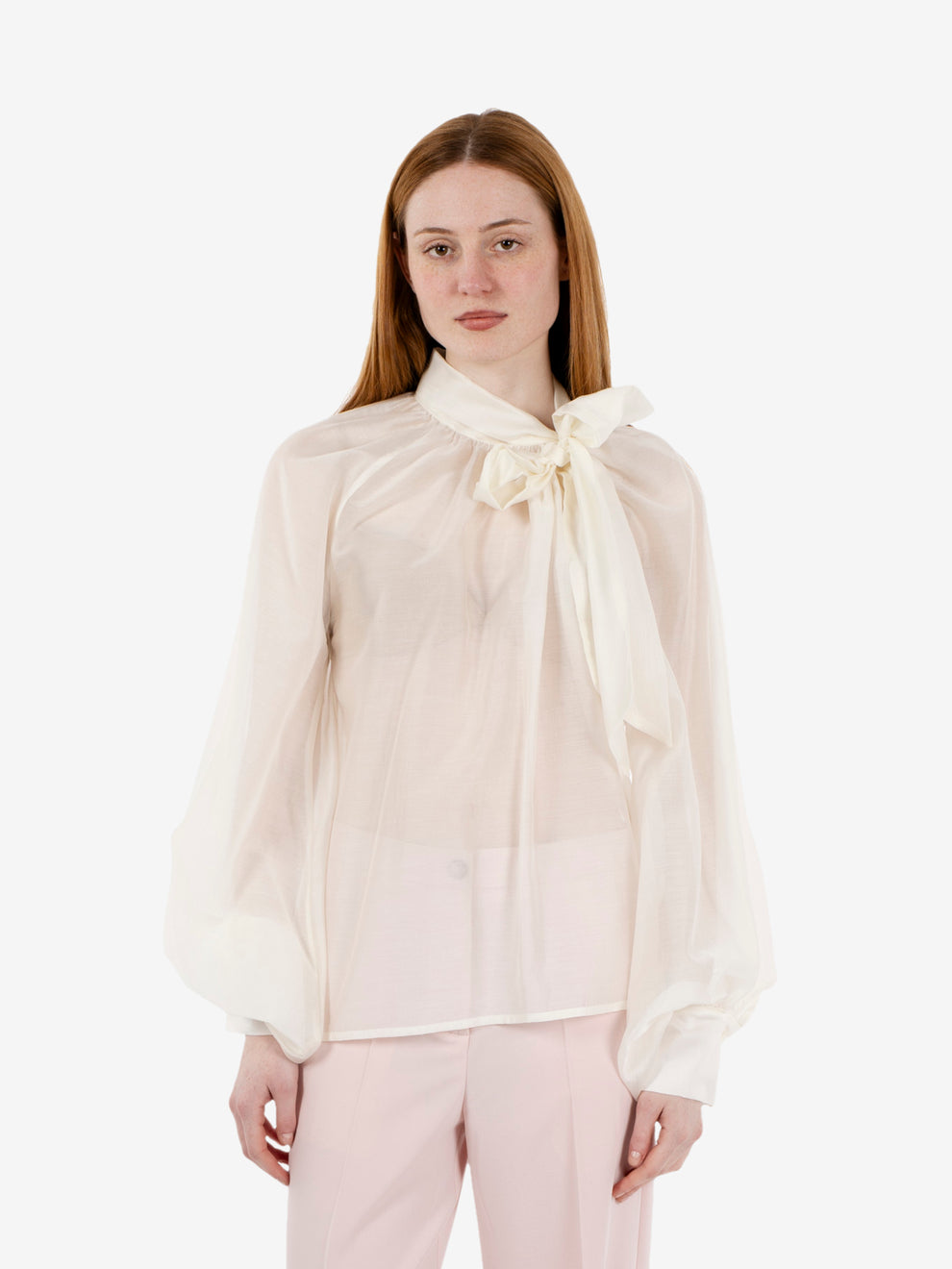 Camicia con fiocco burro