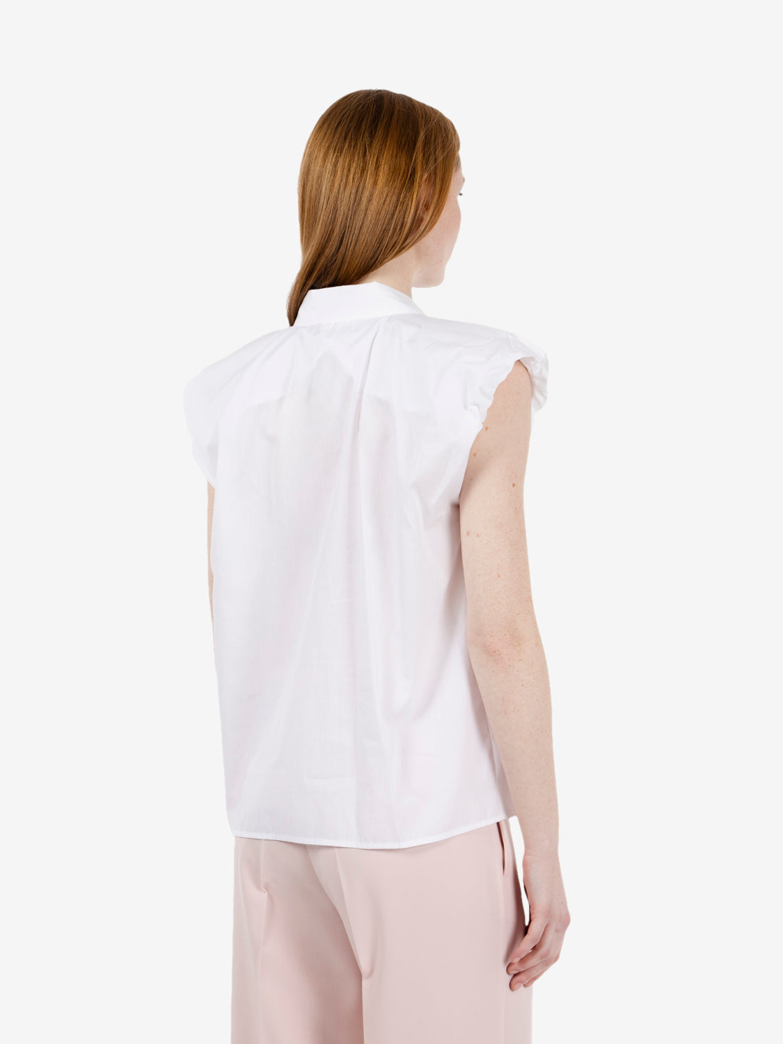 White gathered sleeve shirt