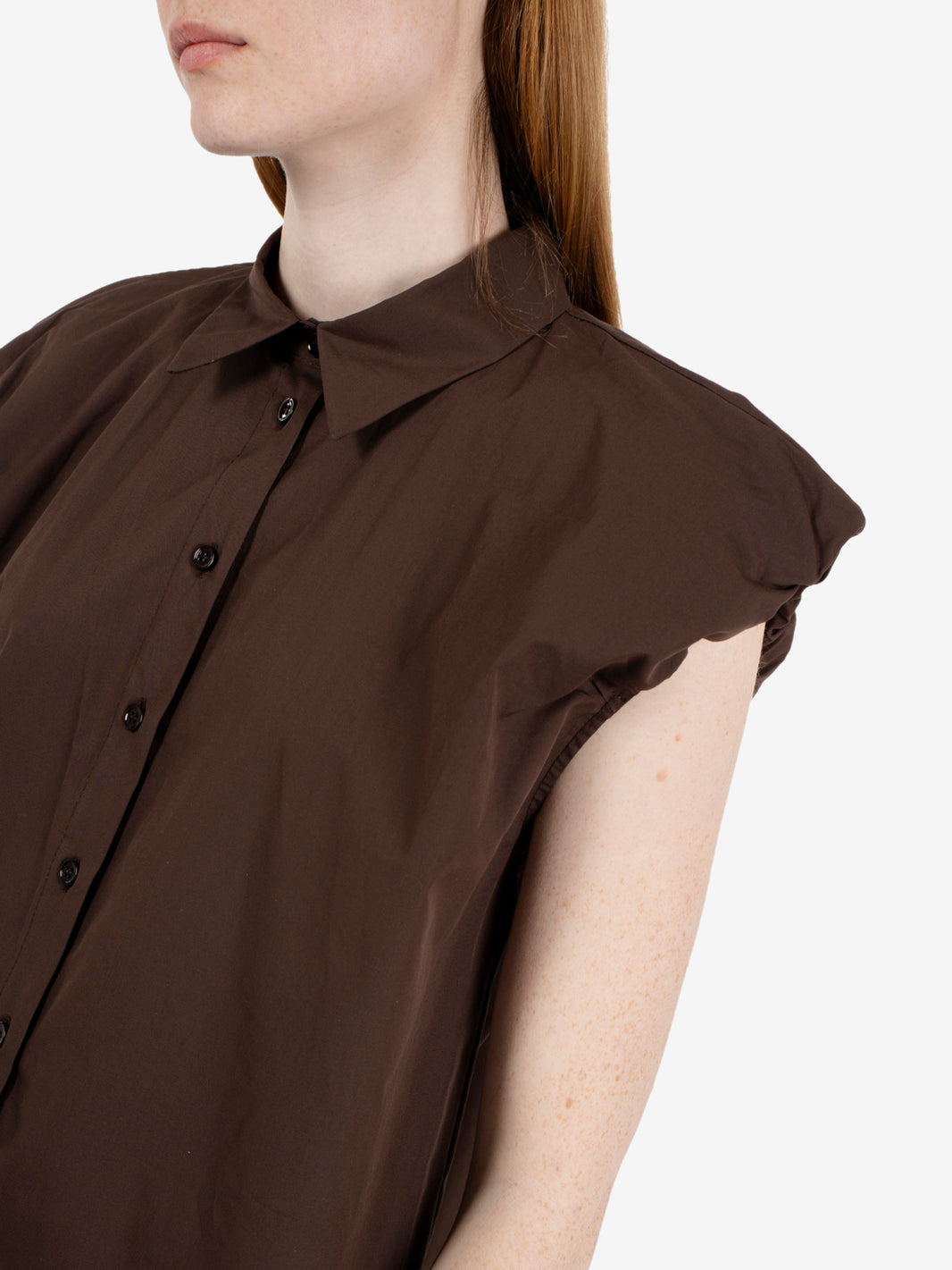 Camicia con maniche arricciate moro