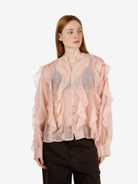 Camicia con volant cipria