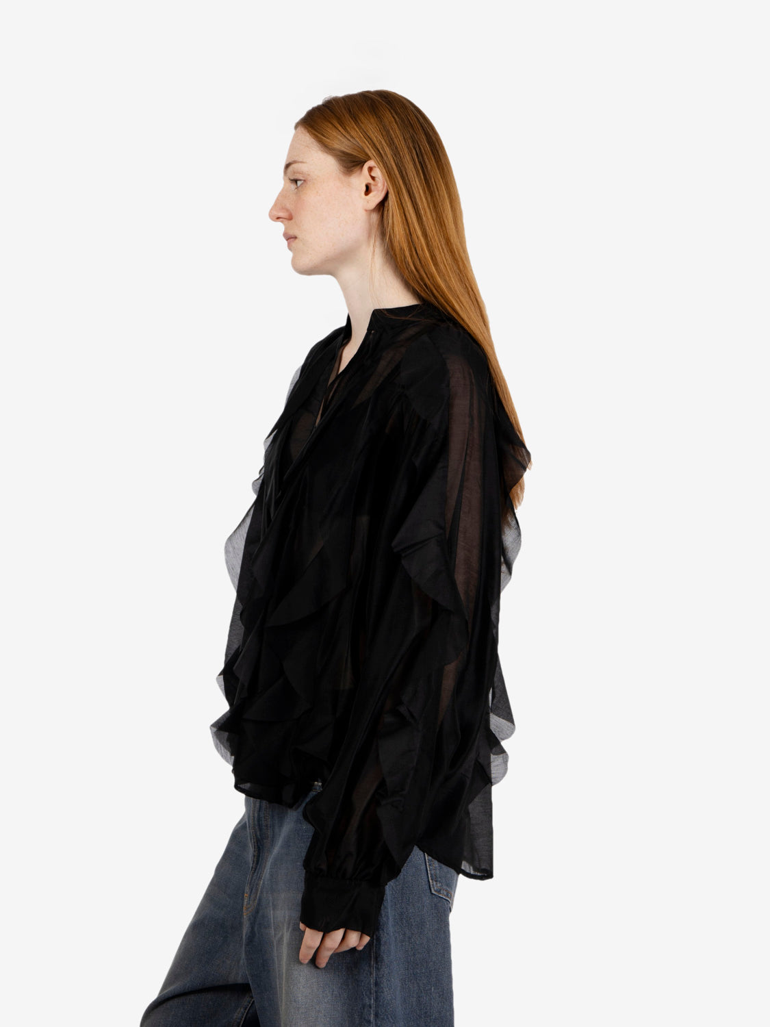 Camicia con volant nero