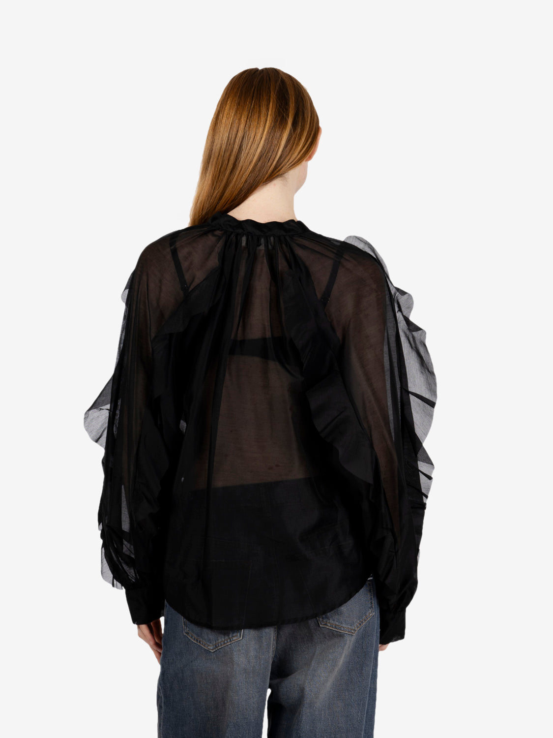 Camicia con volant nero