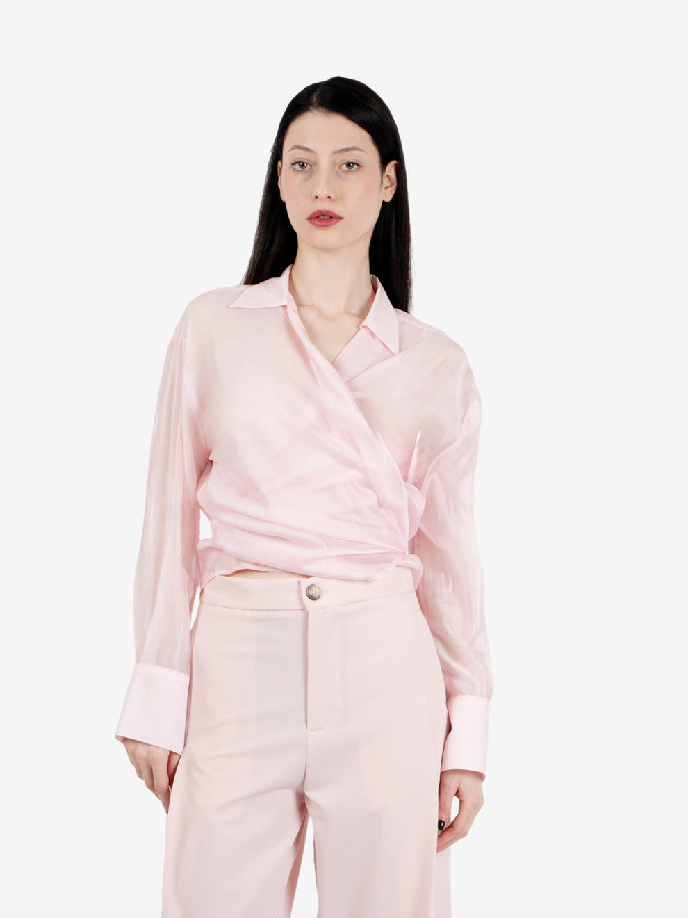 Camicia incrociata rosa