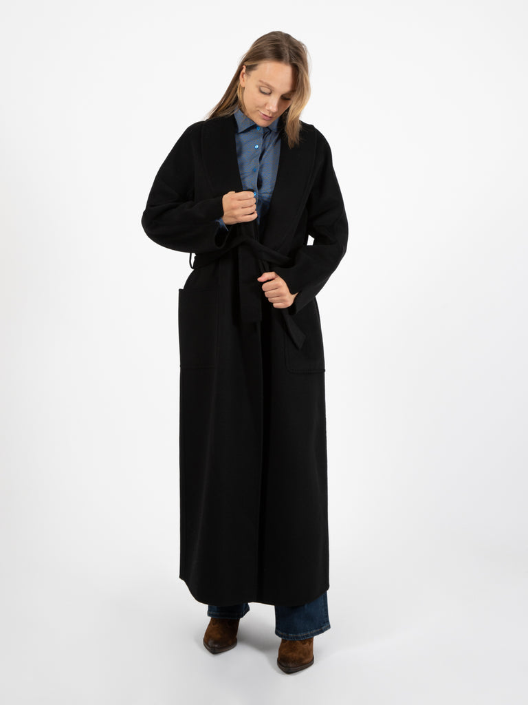 VICOLO - Cappotto a vestaglia nero
