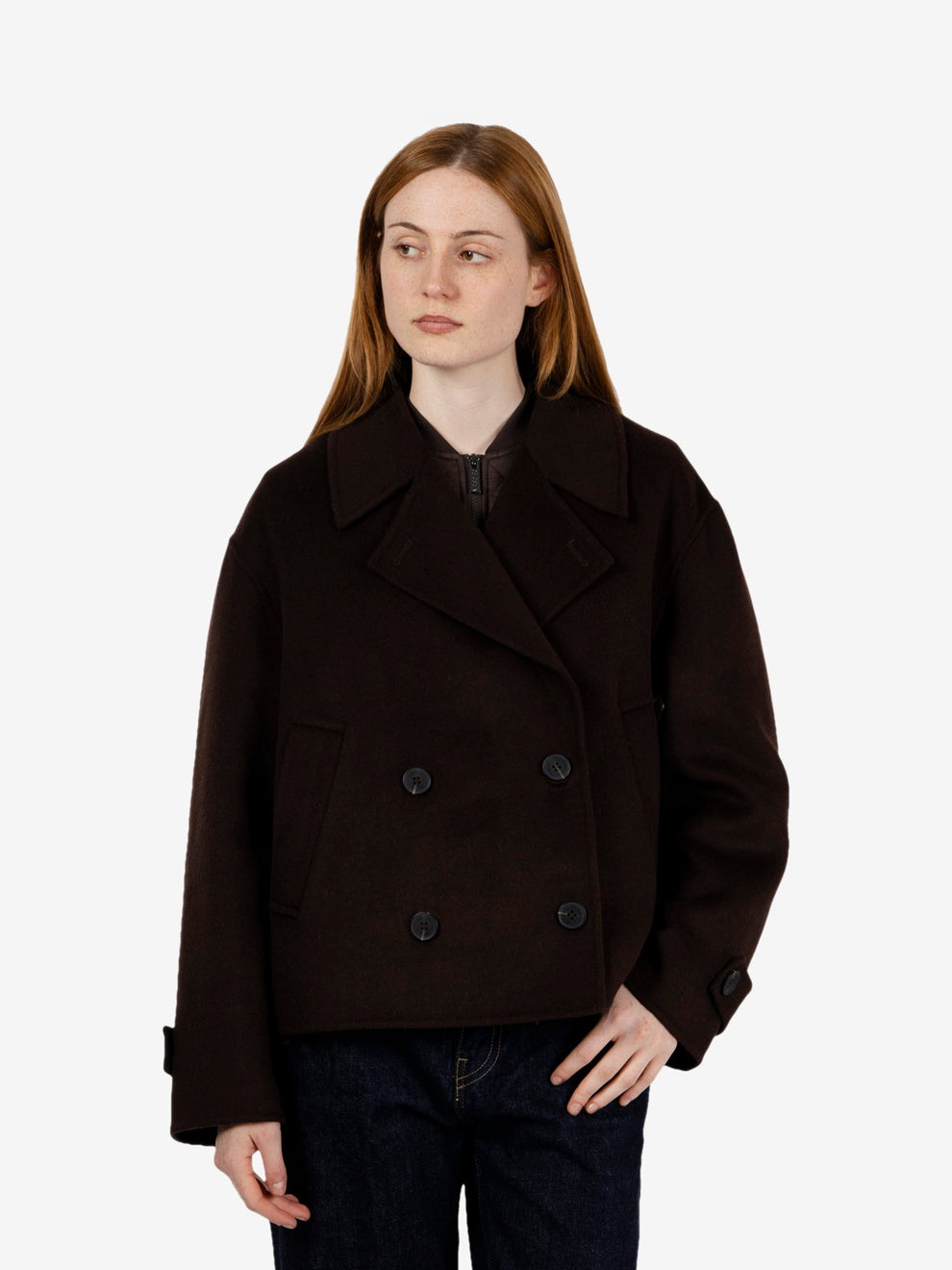 Cappotto corto con gilet fondente