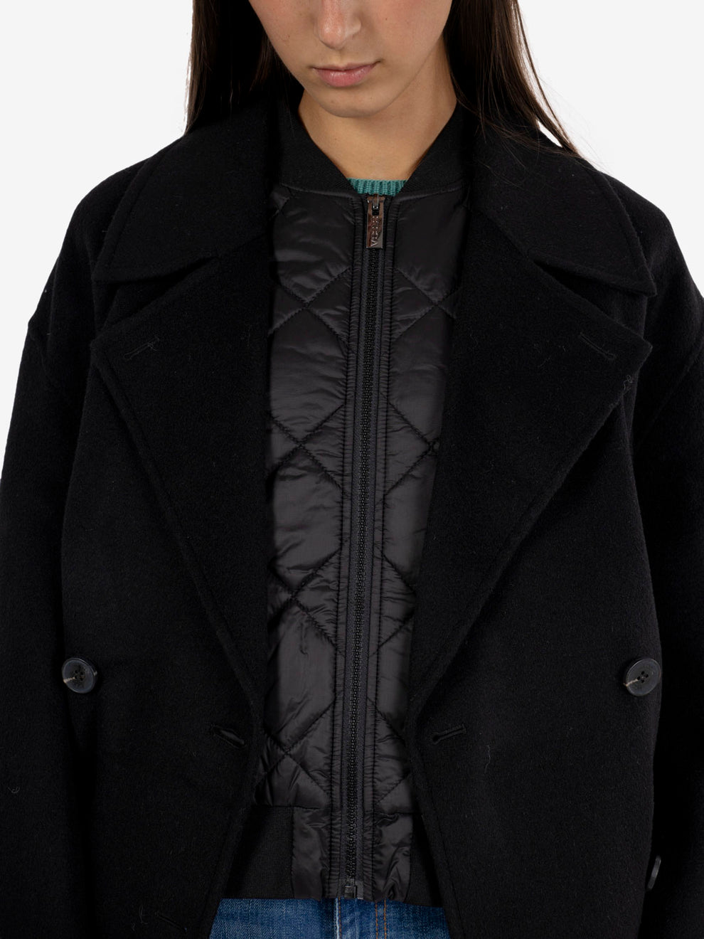 Cappotto corto con gilet nero