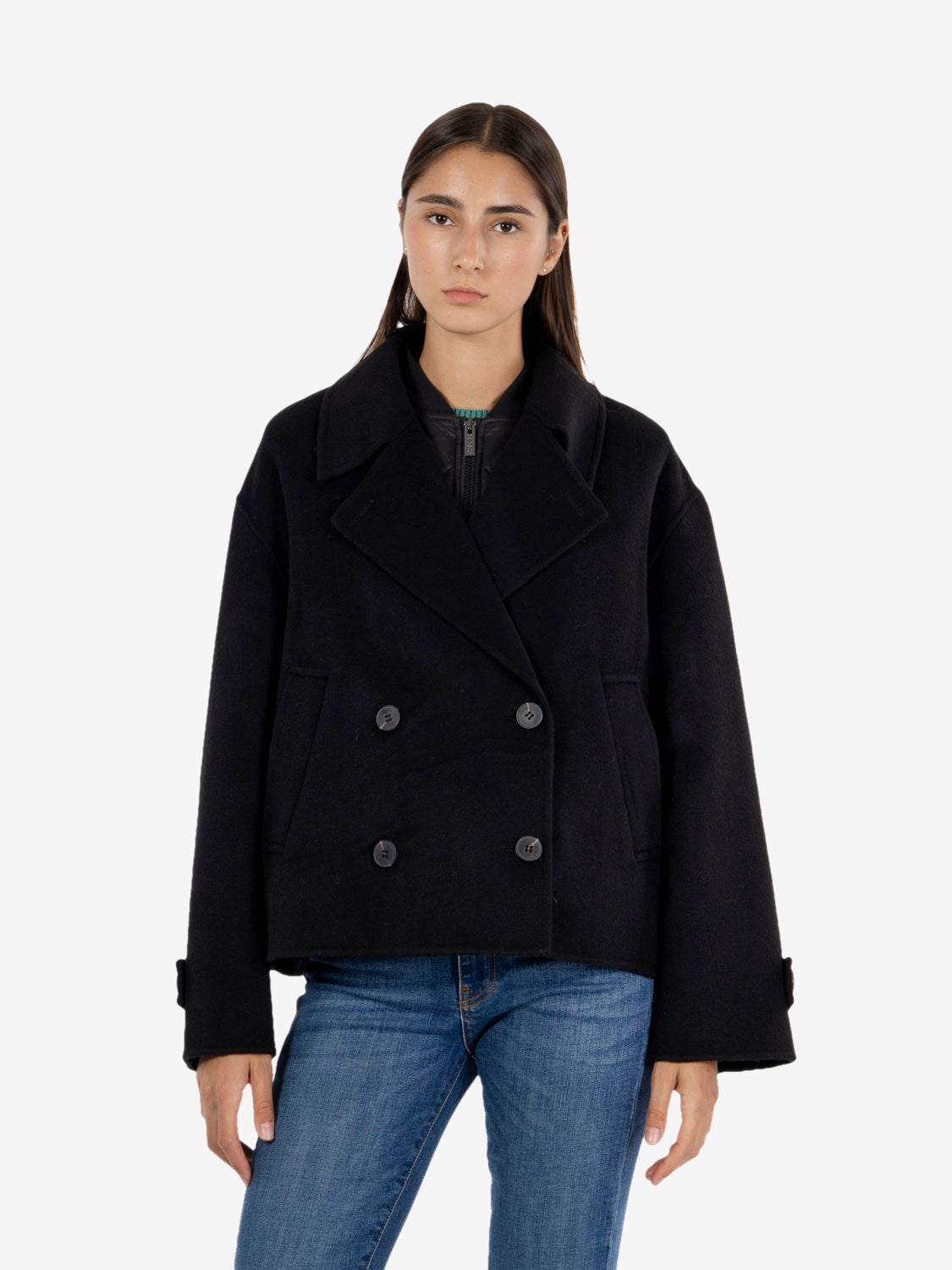 Cappotto corto con gilet nero