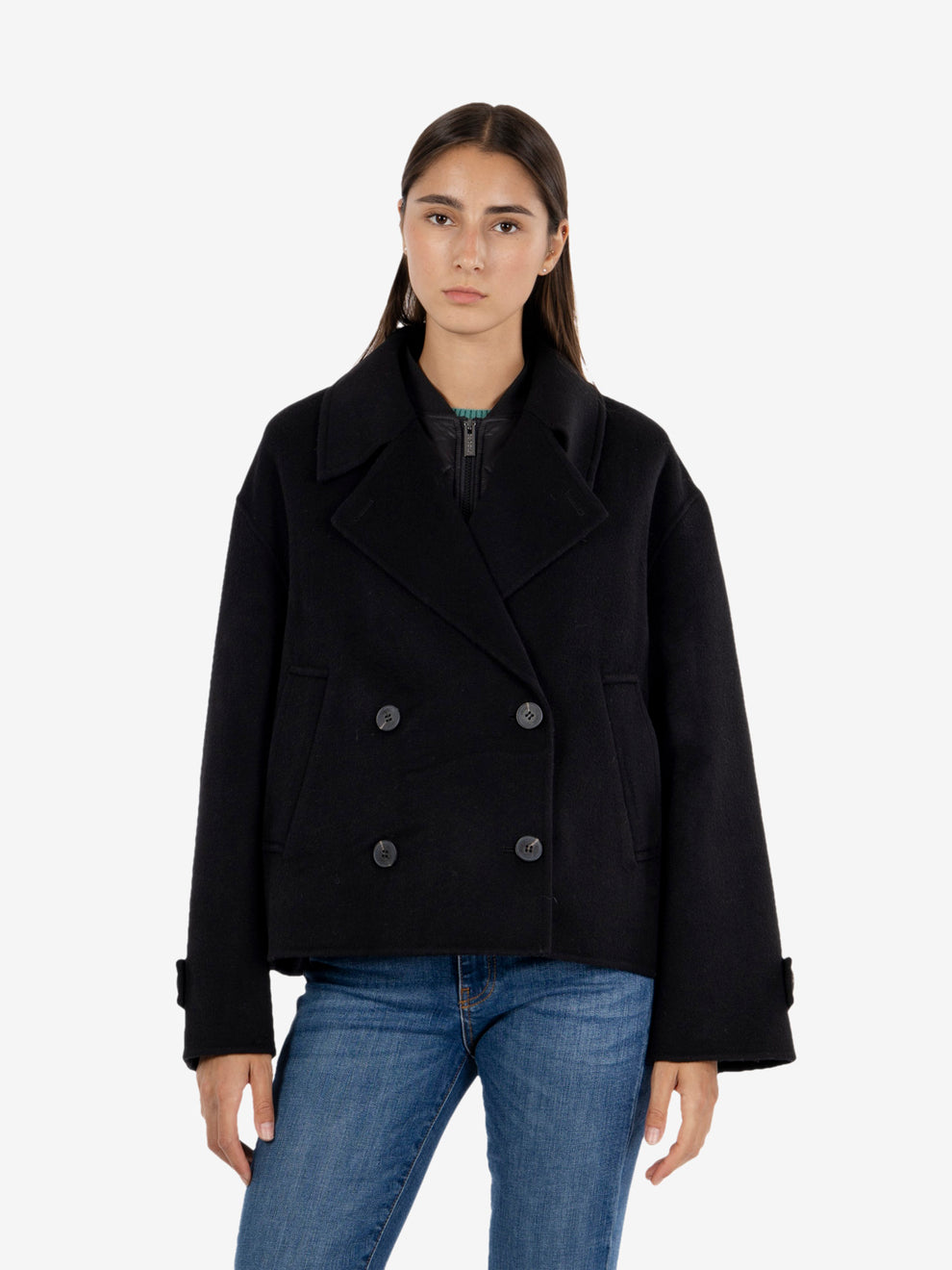 Cappotto corto con gilet nero