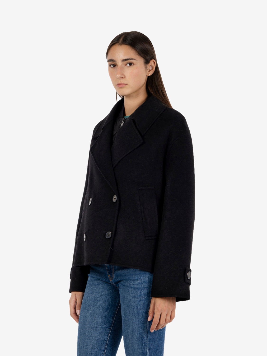 Cappotto corto con gilet nero