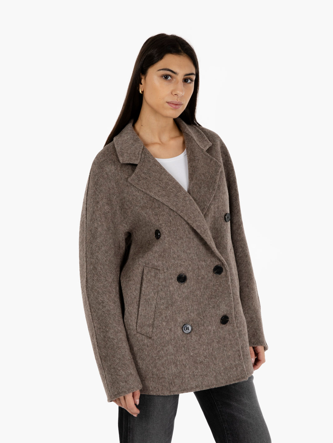 Cappotto corto doppiopetto moro