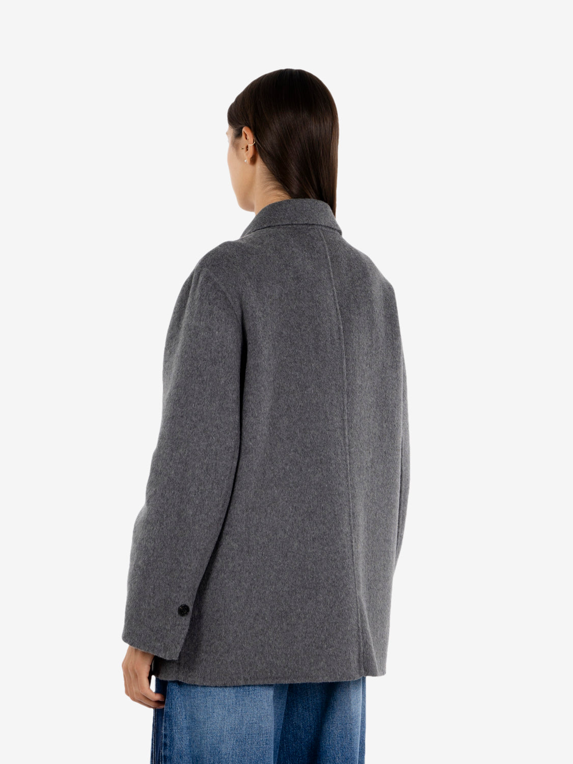 Short coat in medium grey melton wool