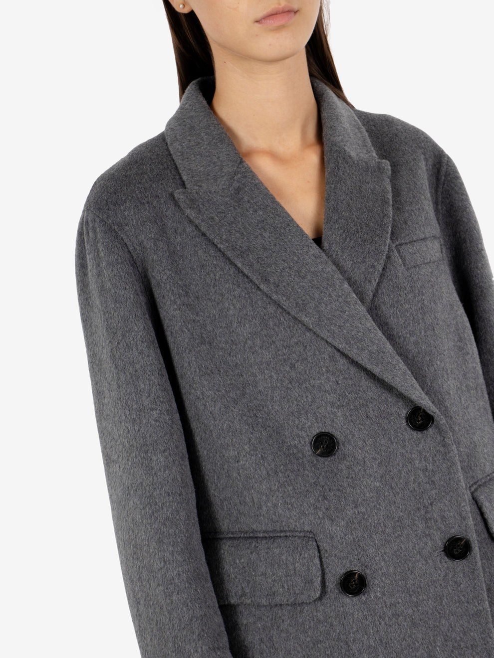 Short coat in medium grey melton wool