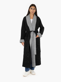 Cappotto in maglia con paillettes nero / grigio