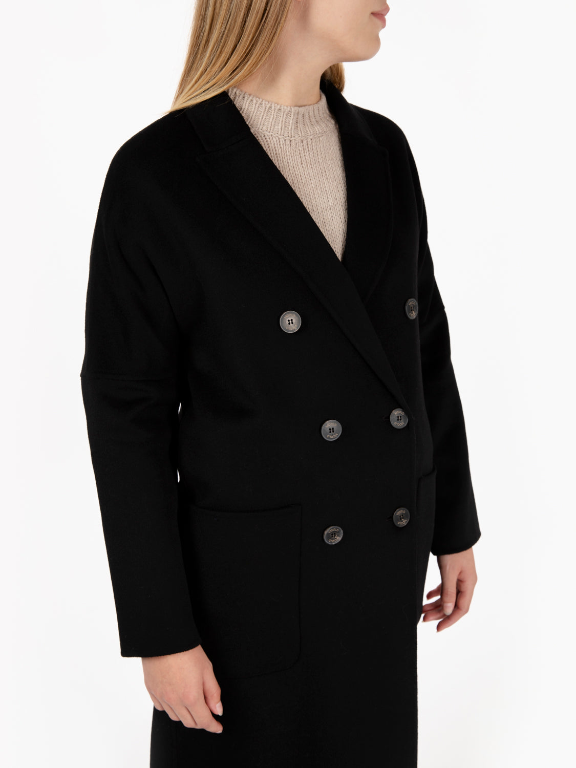 Cappotto lungo doppiopetto nero