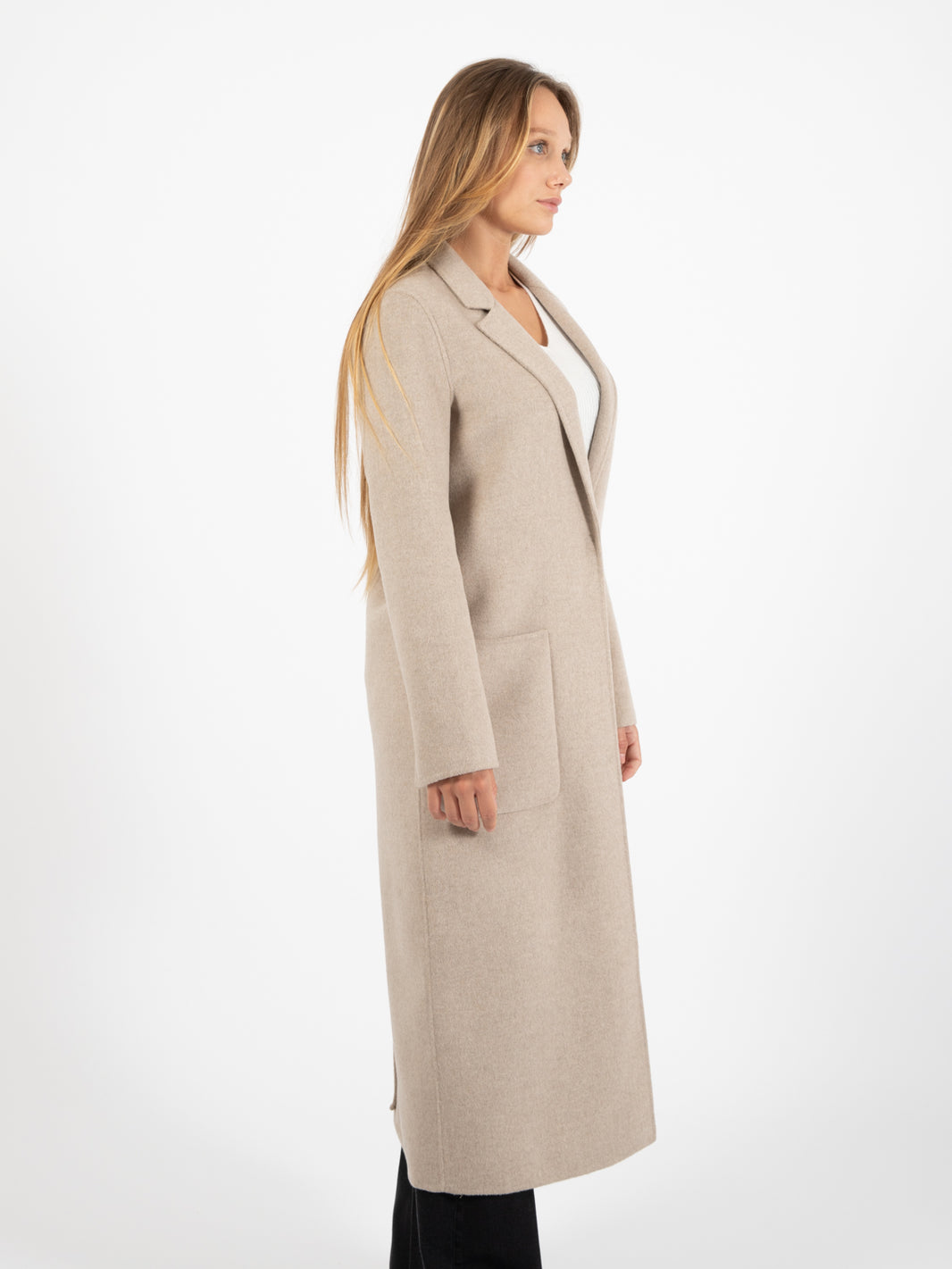 Cappotto lungo stretto tortora