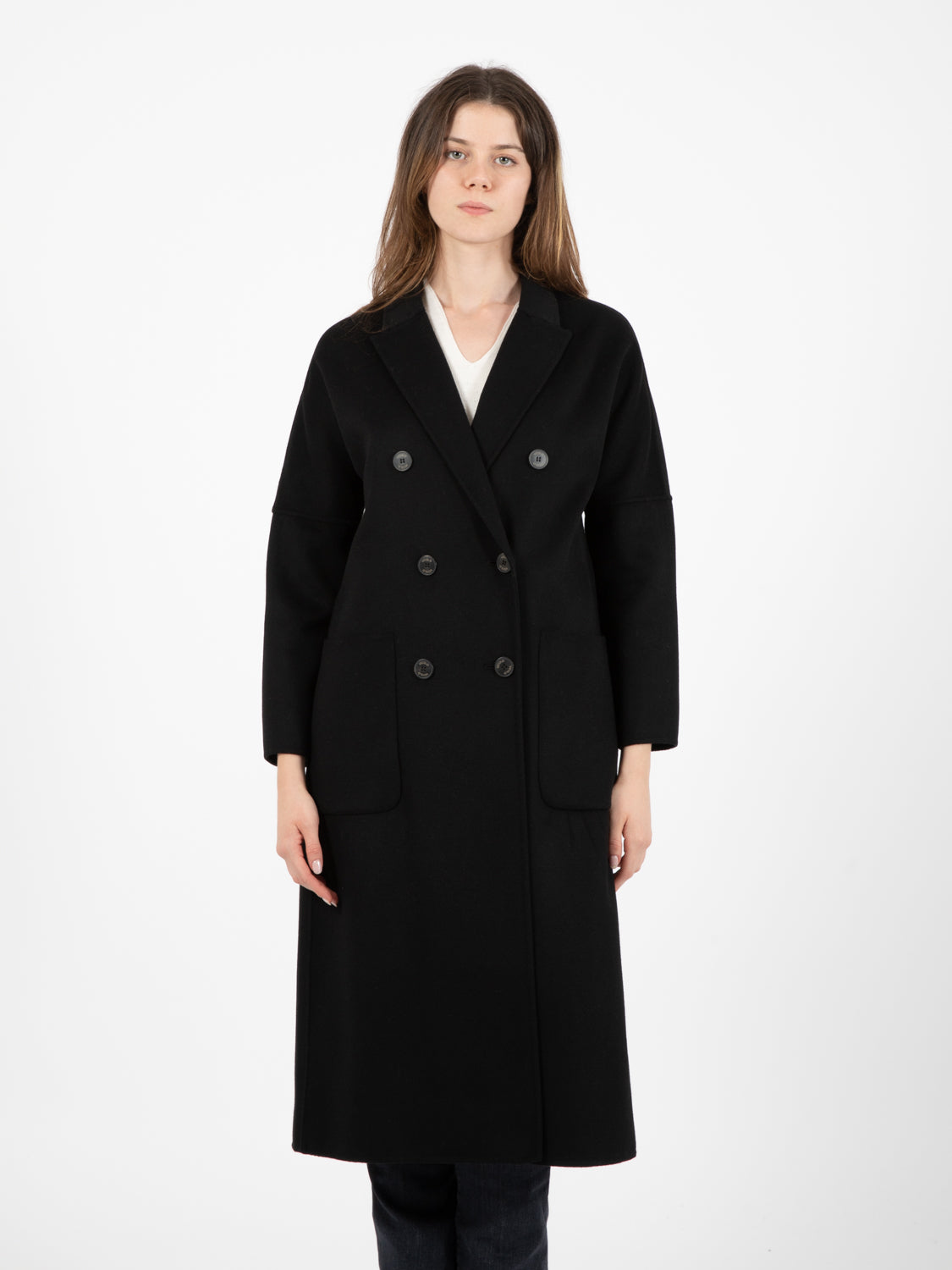 Cappotto over doppiopetto nero
