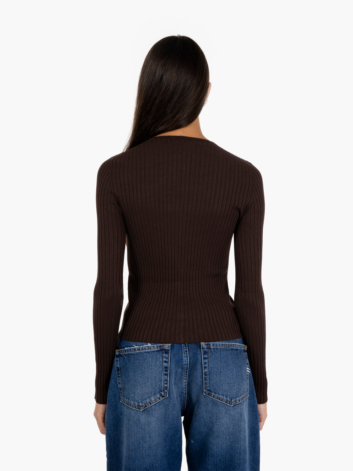 Dark brown ribbed cardigan