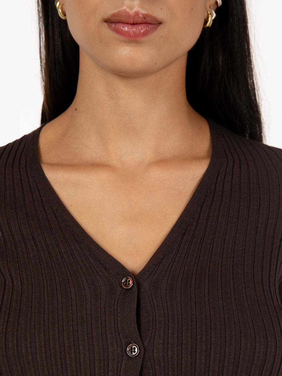Dark brown ribbed cardigan
