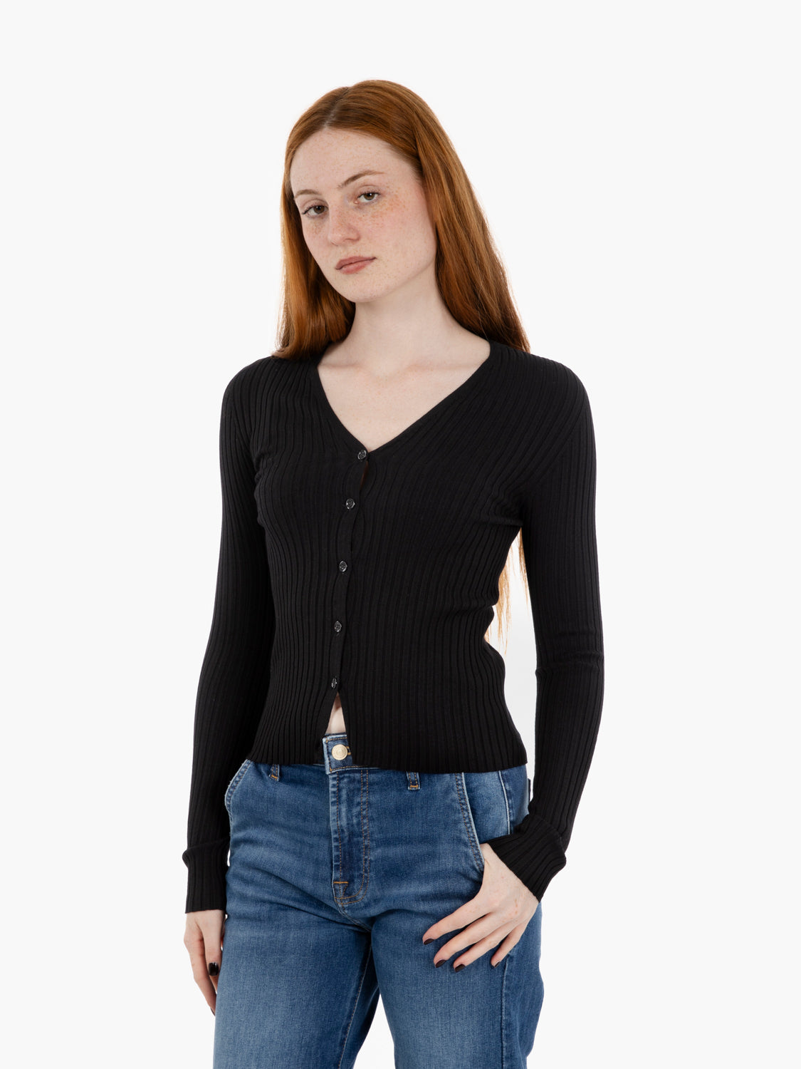 Black ribbed cardigan