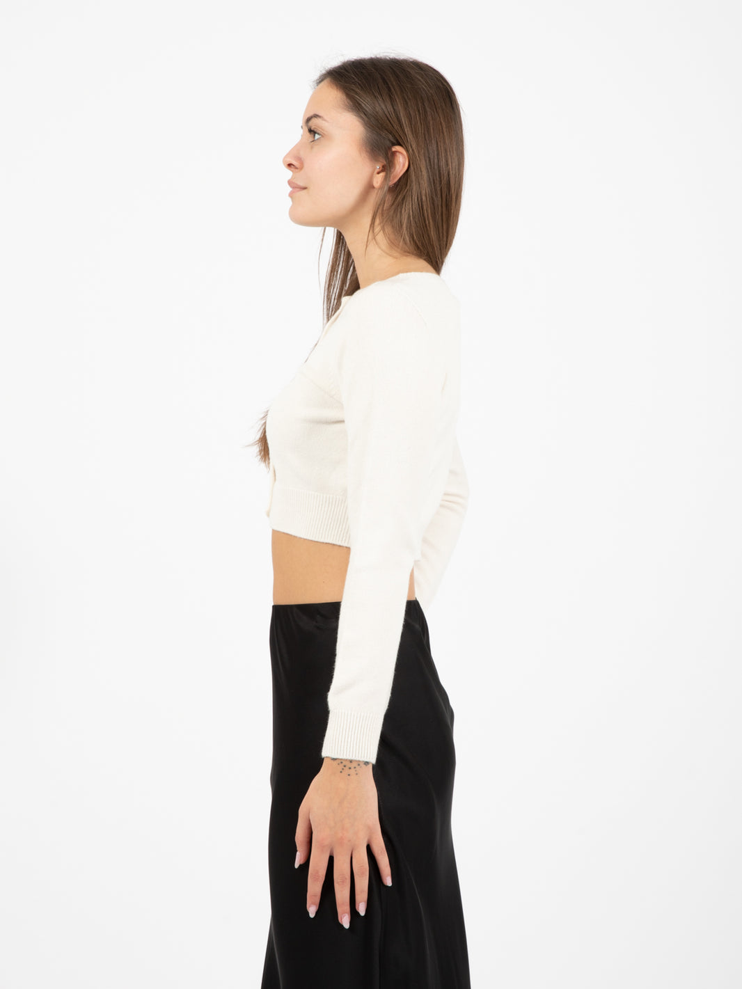 Cardigan crop bianco