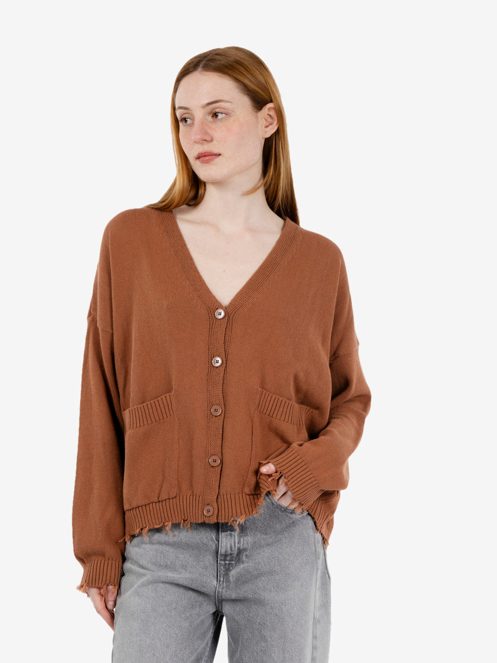 Tobacco cotton cardigan