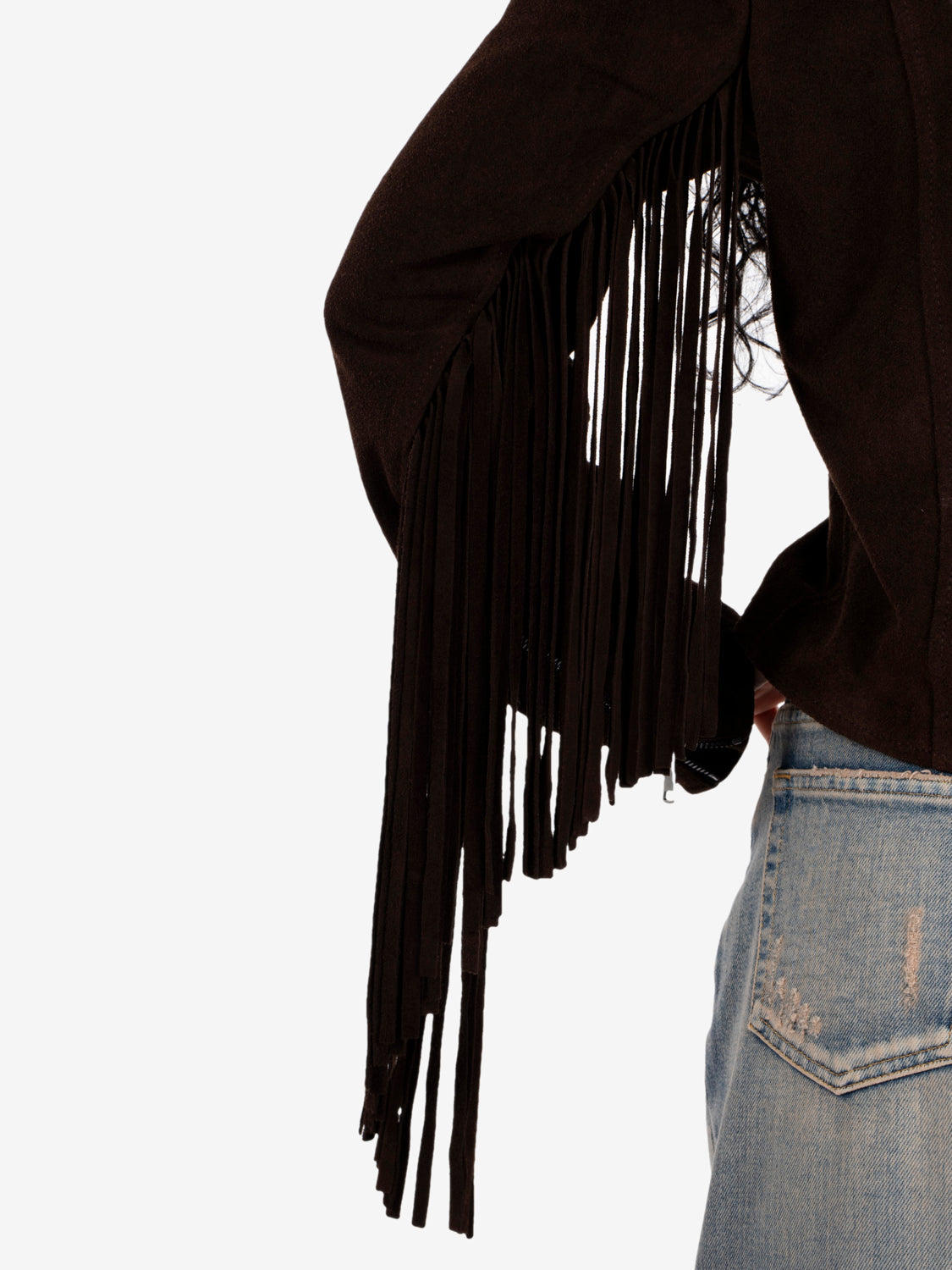 Chiodo con frange marrone