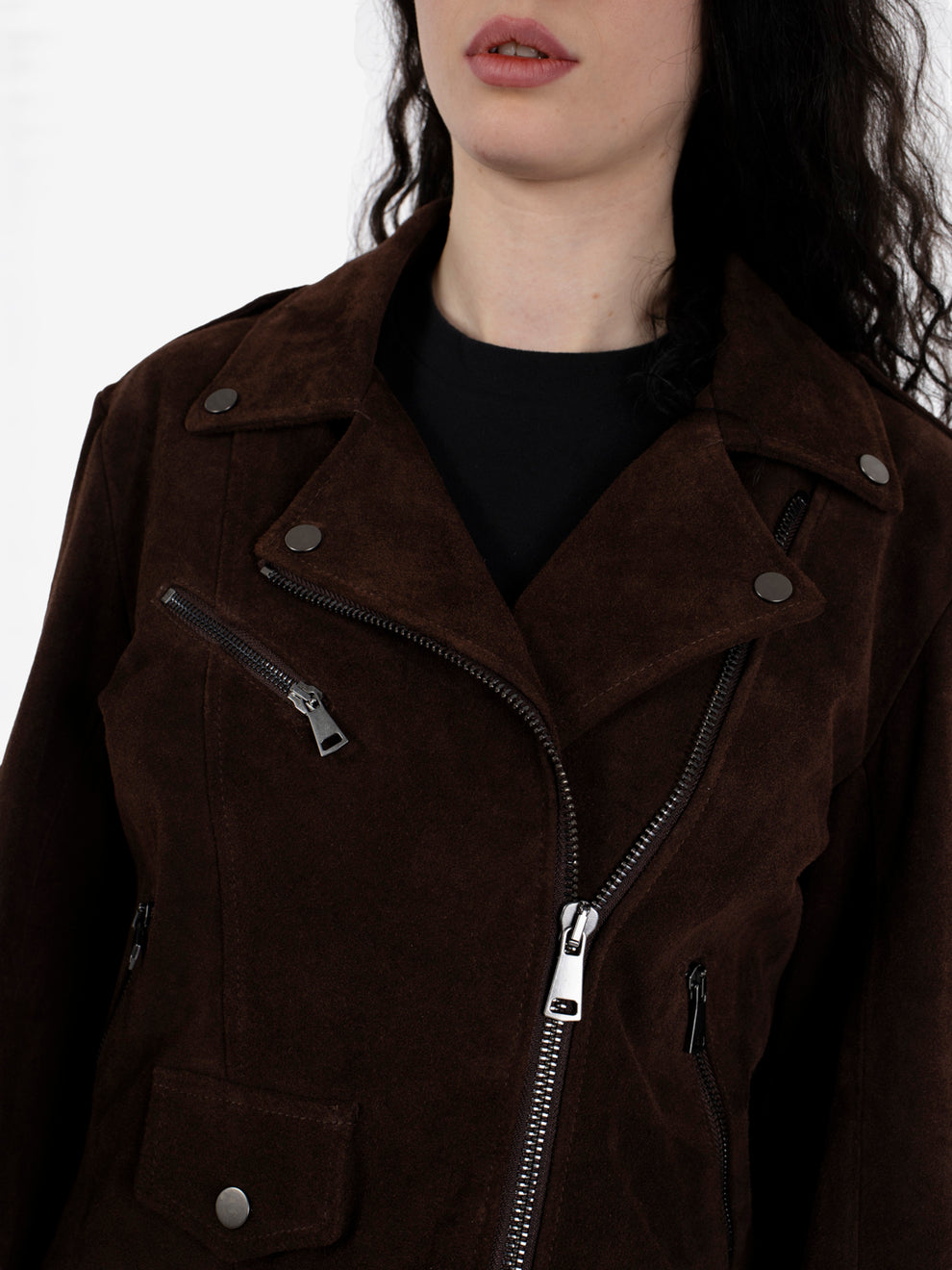 Chiodo con frange marrone