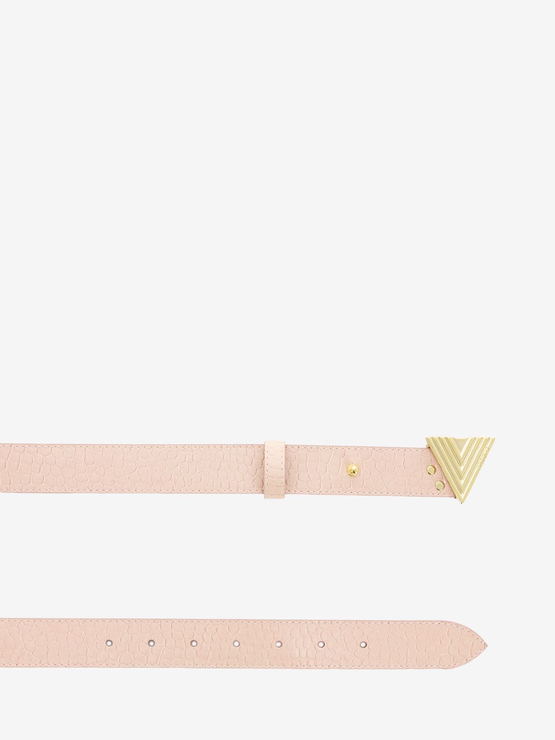 Dusty pink crocodile print belt