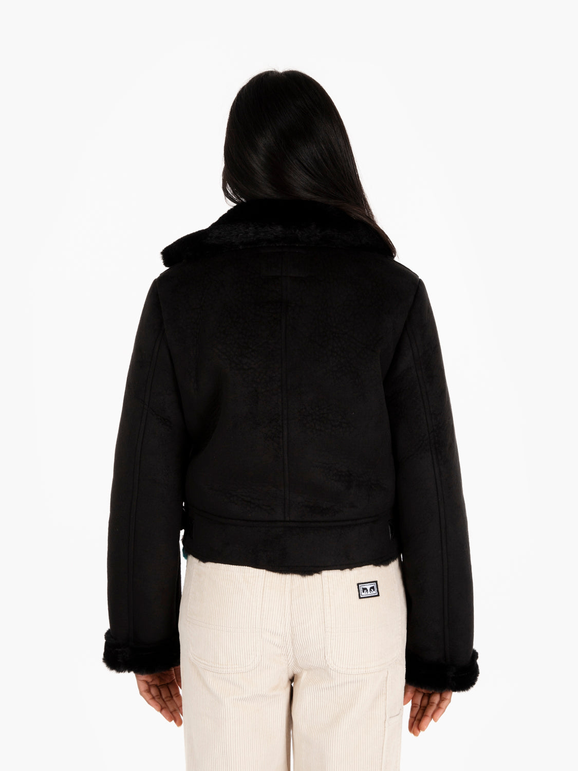 Ecomontone chiodo crop nero