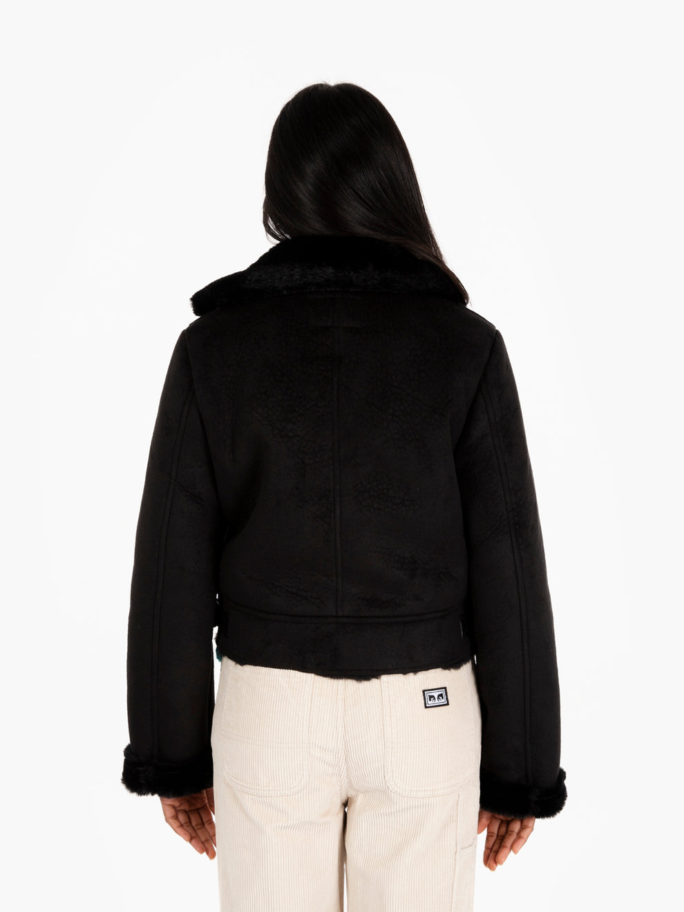 Ecomontone chiodo crop nero