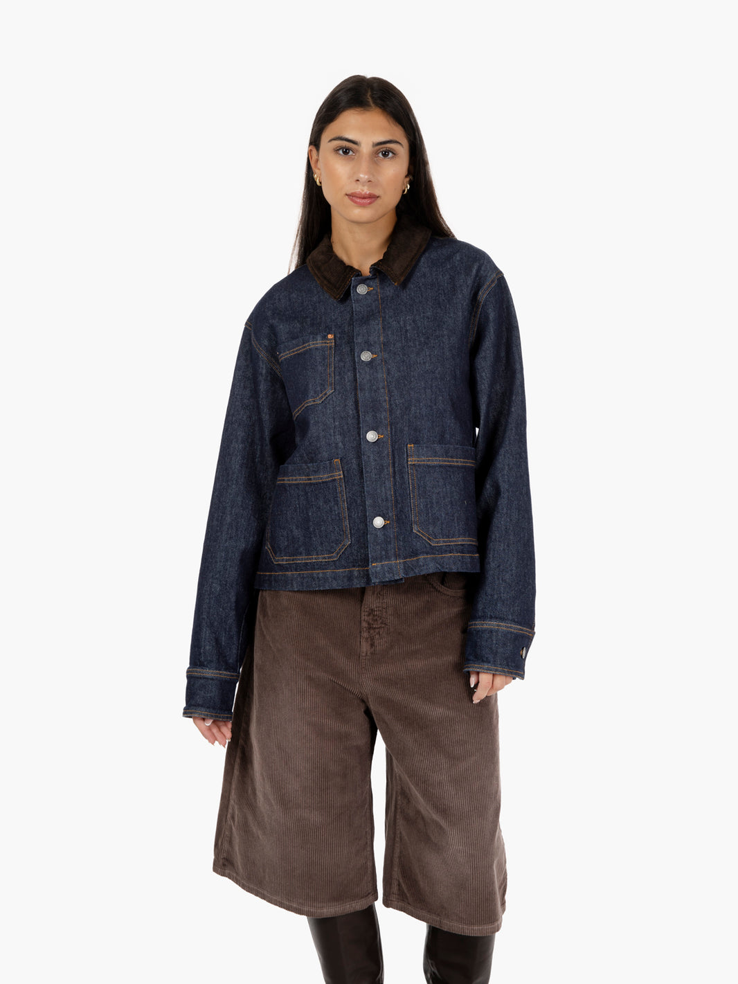 Giacca camicia in denim blu