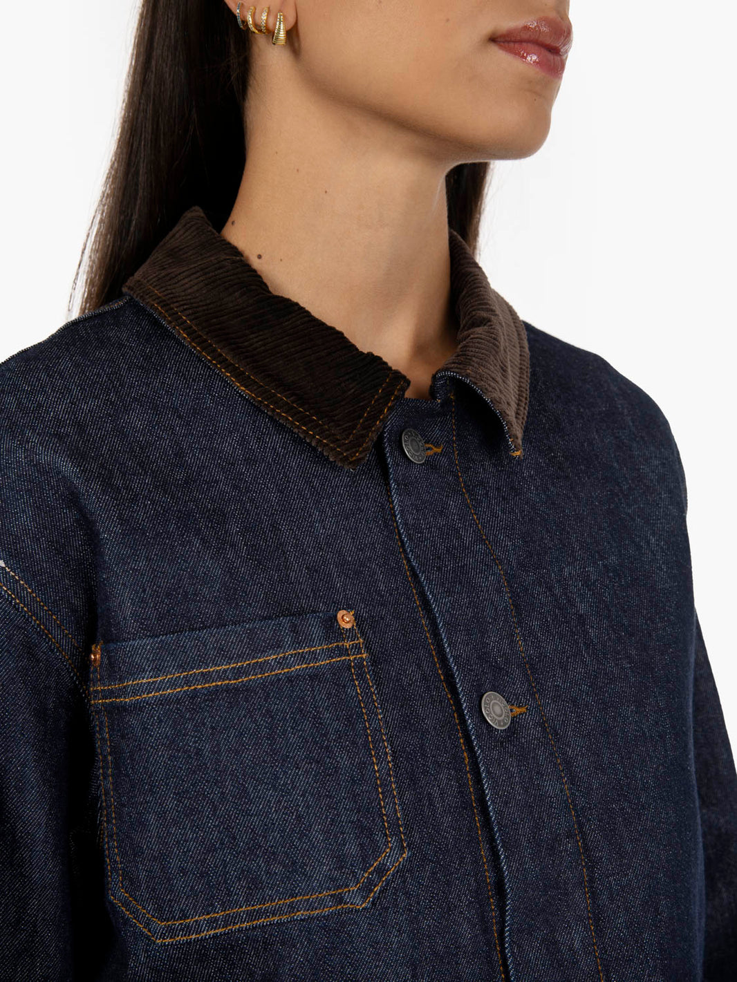 Giacca camicia in denim blu