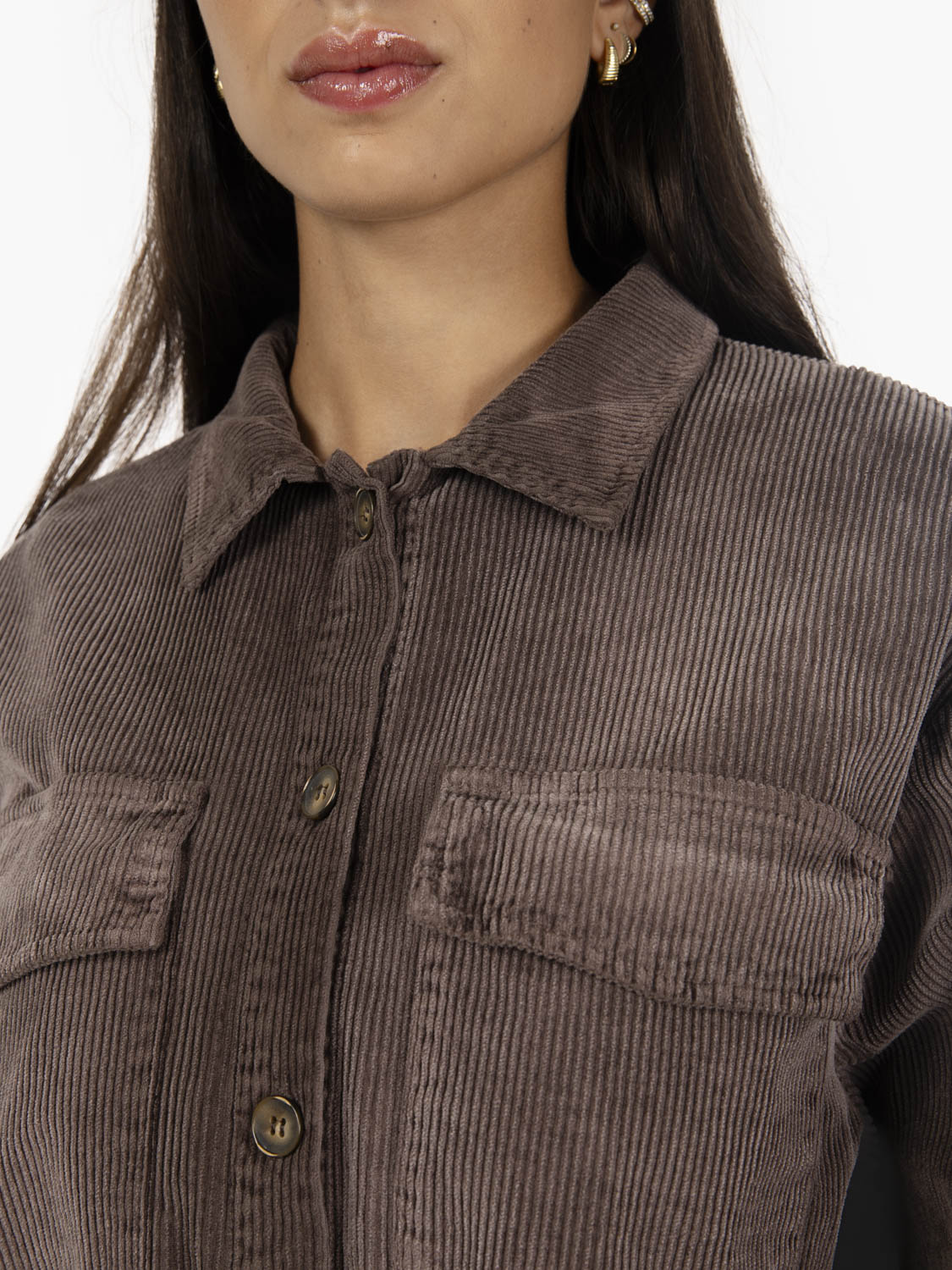 Giacca camicia in velluto a coste moro