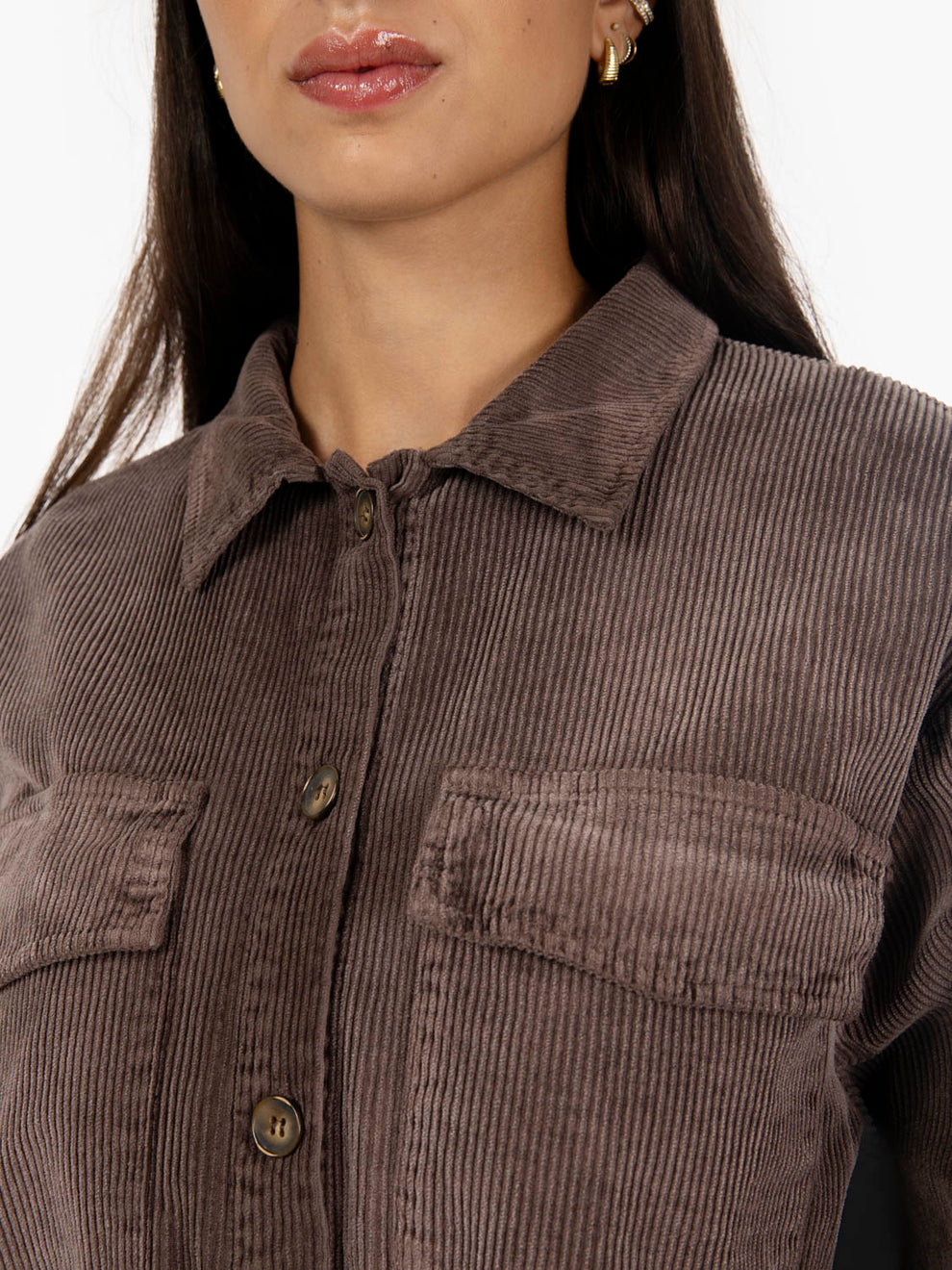 Giacca camicia in velluto a coste moro