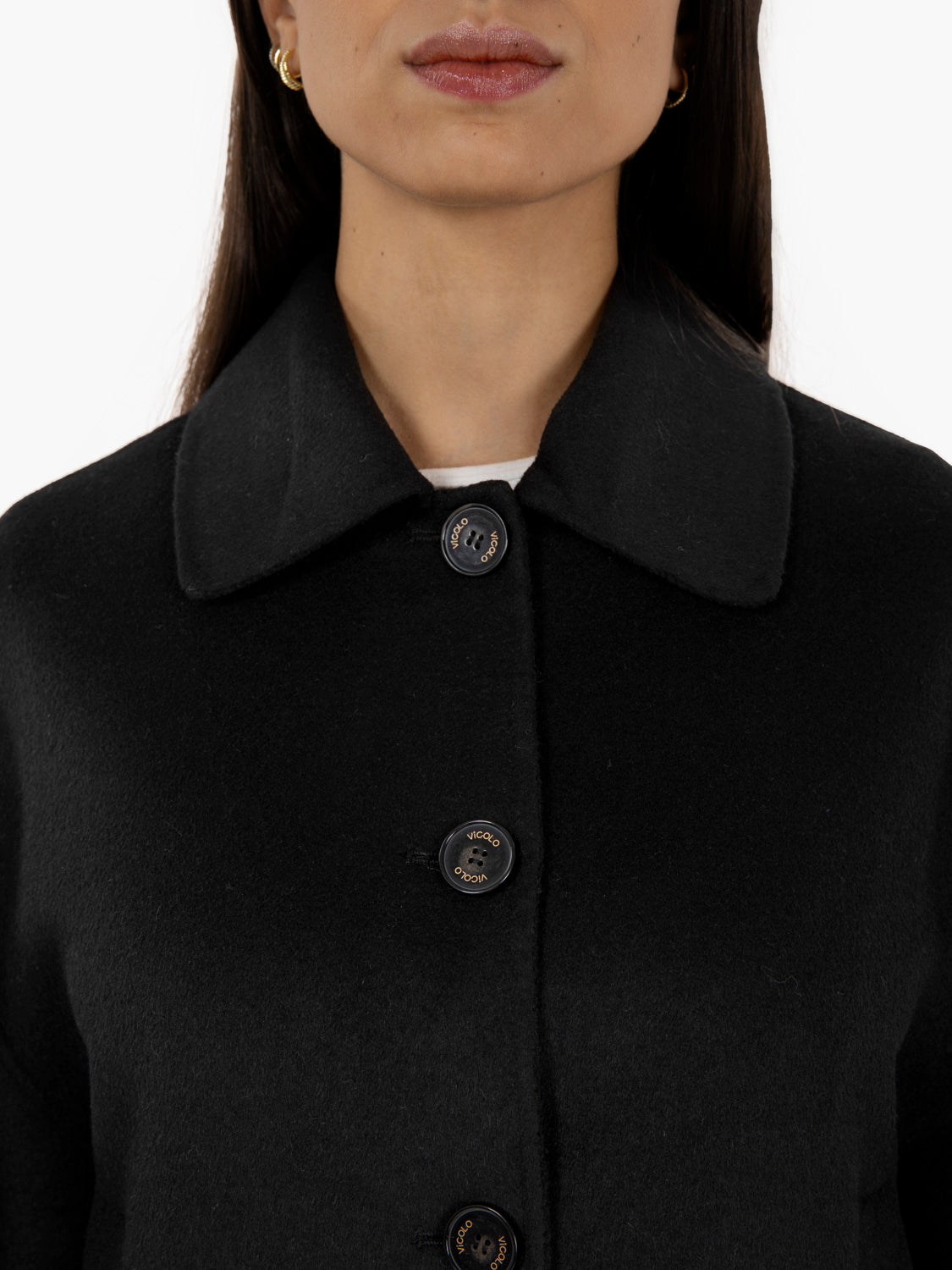 Cappotto corto con colletto blu