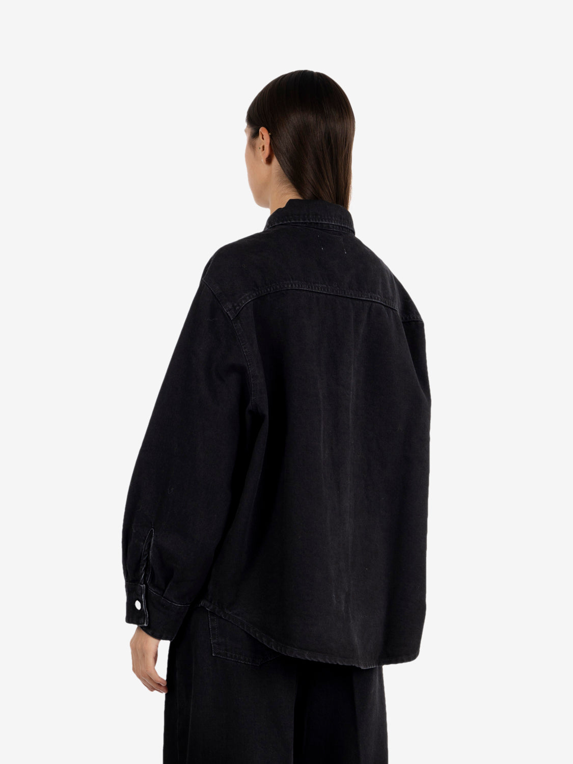 Giacca denim con zip nera